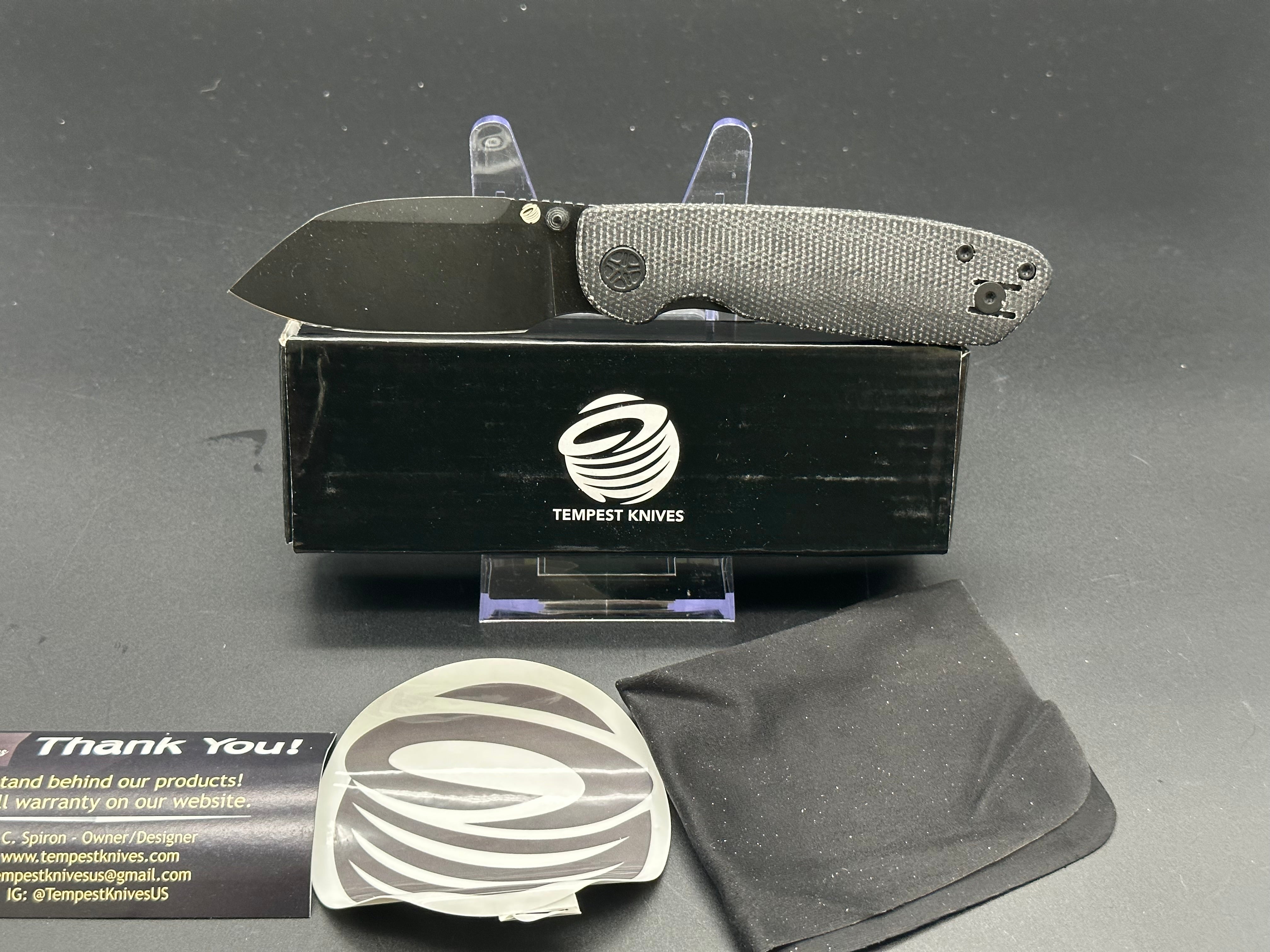 Tempest Knives Microburst Black Micarta Folding Pocket Knife - EDC, Camping, Hiking & Outdoor Survival Tool