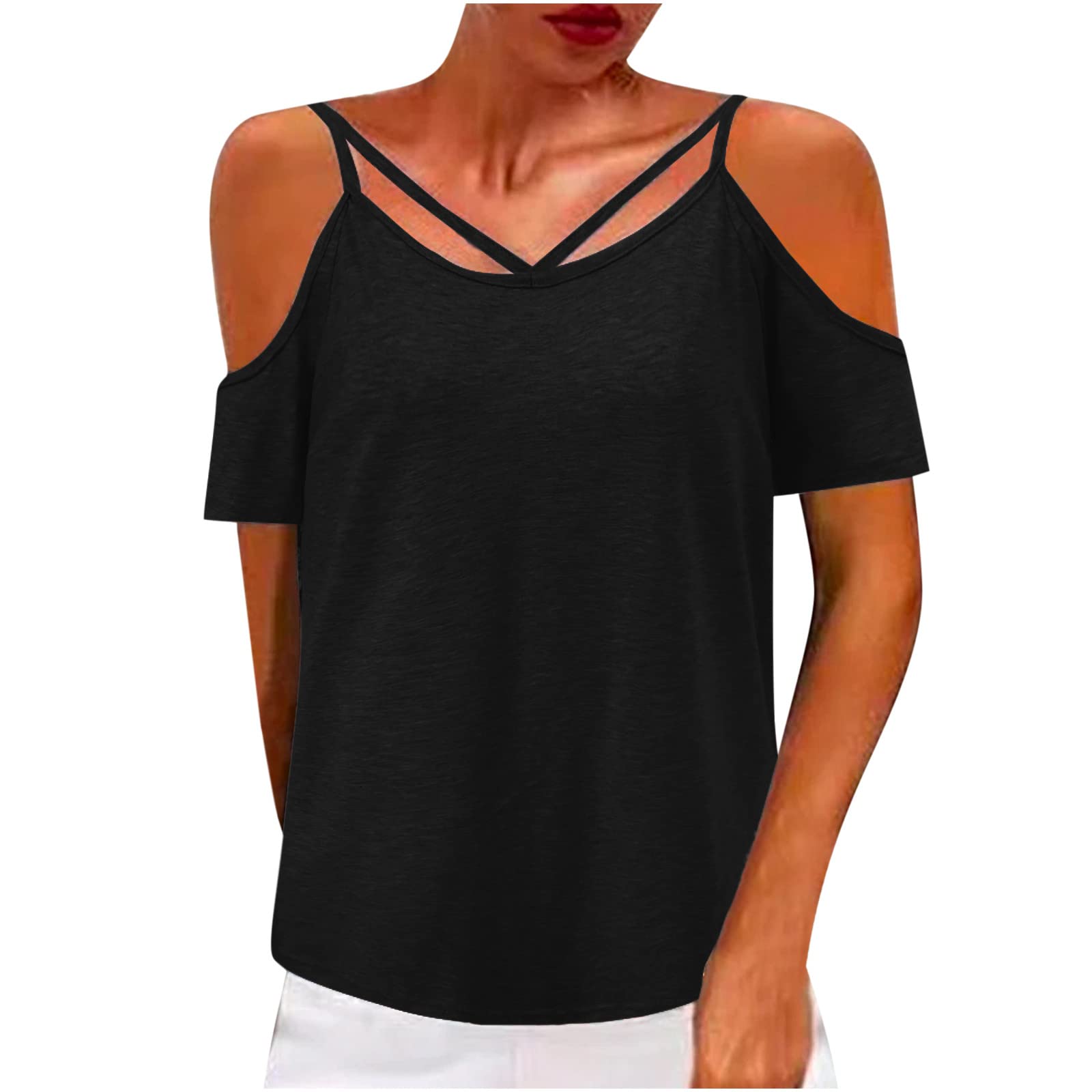 Women's Summer T-Shirts - Sexy Cold Shoulder Short Sleeve Tops & Casual Blouses | Funny Graphic Tees for Women | Activewear & Everyday Wear | Perfect for Outings, Parties, and Casual Looks #562