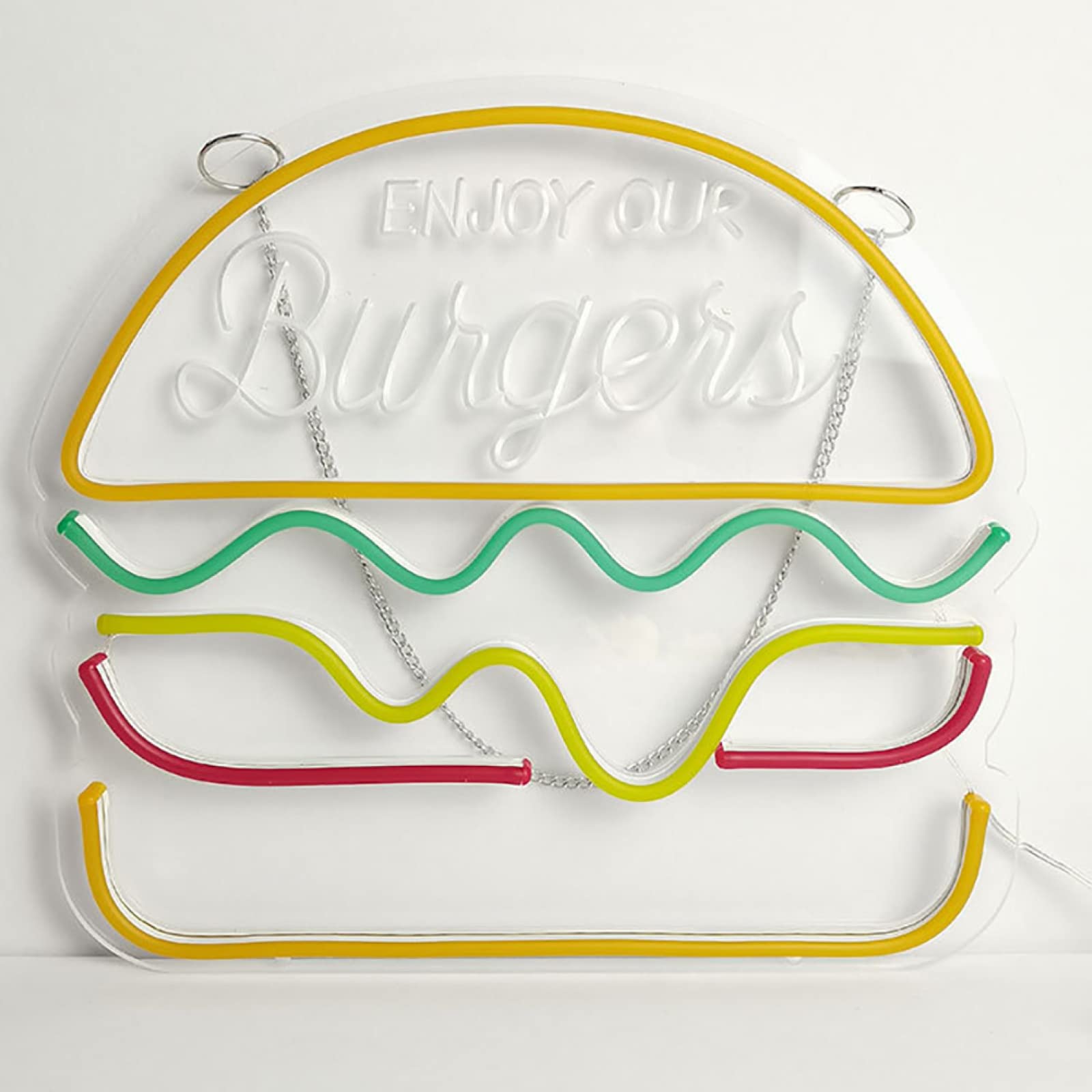 Creative LED Burger Neon Sign - USB Powered Dimmable Acrylic Wall Light for Home Bar, Restaurant & Cafe Decor - 30x26.5cm (11.8x10.4in) Retro Fast Food Themed Ambient Lighting for Kitchen, Diner & Man Cave