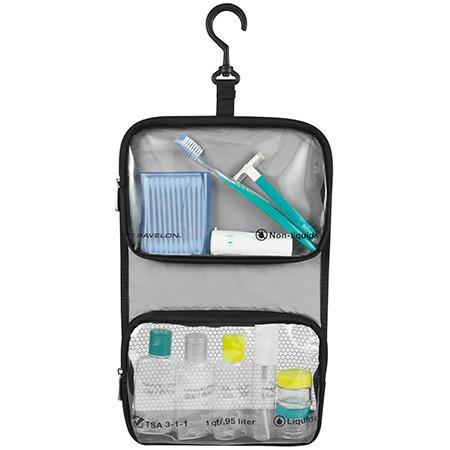 Travelon Wet/Dry 1 Quart Toiletry Bag with Leak-Proof Plastic Bottles - Perfect for Air Travel, Gym & Weekend Getaways