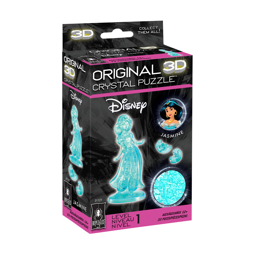 BePuzzled Disney Princess Jasmine 3D Crystal Puzzle - 33 Piece Brain Teaser for Adults & Kids - Perfect for Family Game Night & Disney Collectors