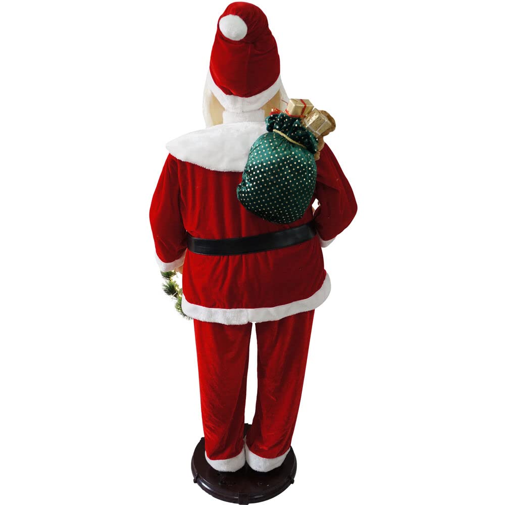 58-Inch Animated Dancing Santa Claus with Wreath & Gift Sack - Indoor Christmas Decor for Holiday Home, Office & Party (Red) | Festive Gift & Seasonal Decoration