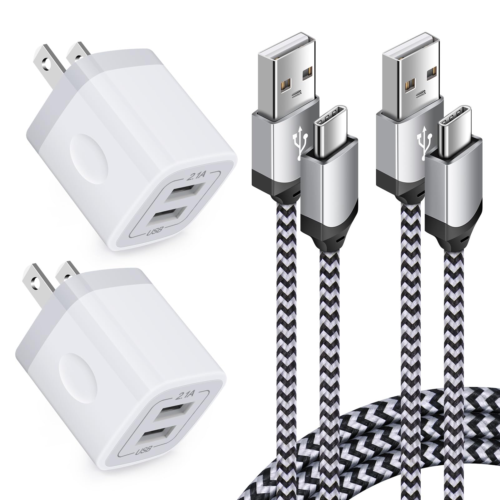 Fast Charging USB C Wall Charger Block with 6ft Cable - Compatible with Samsung Galaxy S25/S24/S23 FE/S22 Ultra/S21 FE & Google Pixel 9 Pro/8a/7a Series - Quick Charge 2.1A Power Adapter for Home, Office & Travel