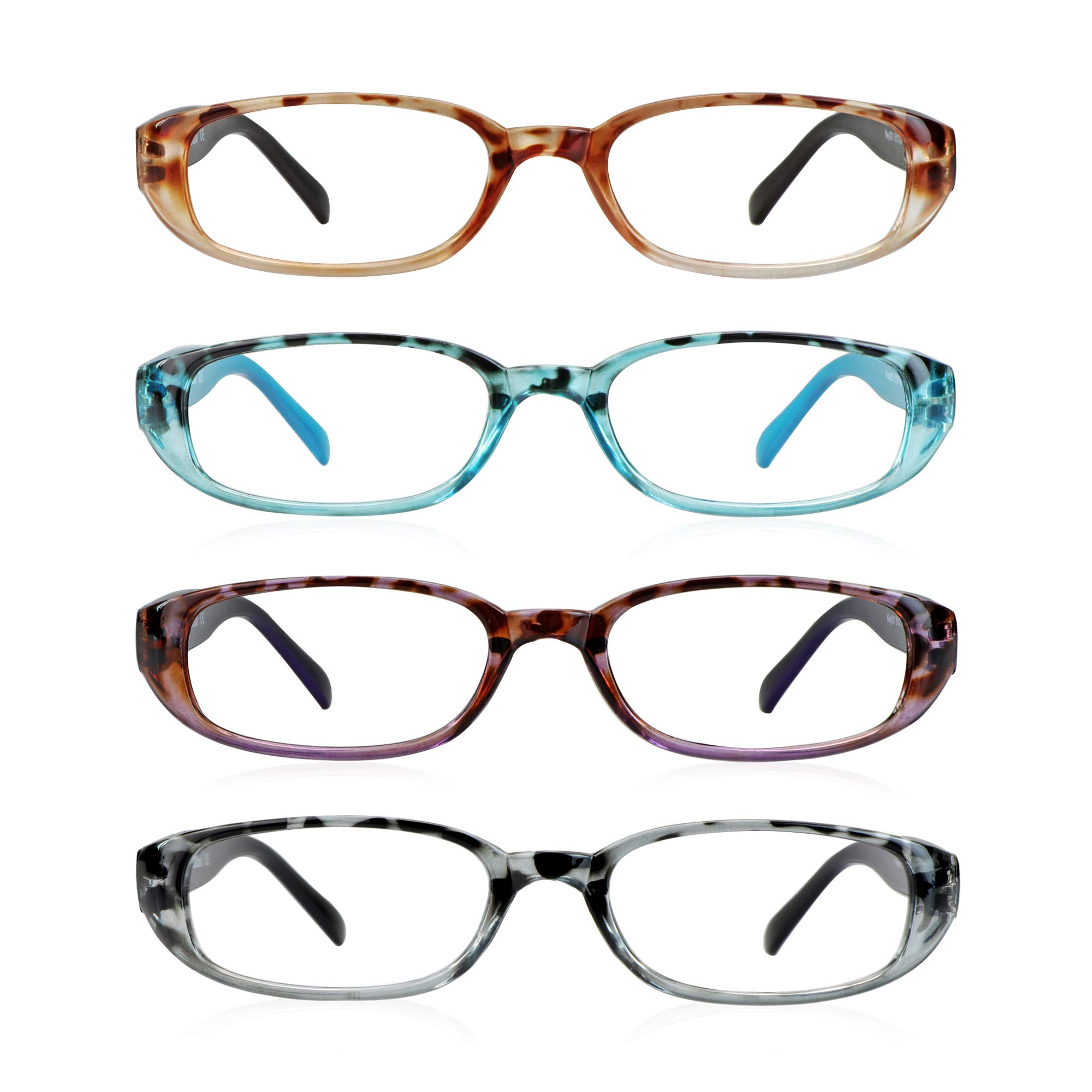 LifeArt 4 Pairs Blue Light Blocking Reading Glasses for Women & Men - Anti Glare Computer Glasses for Screen Time, Reading & Office Work
