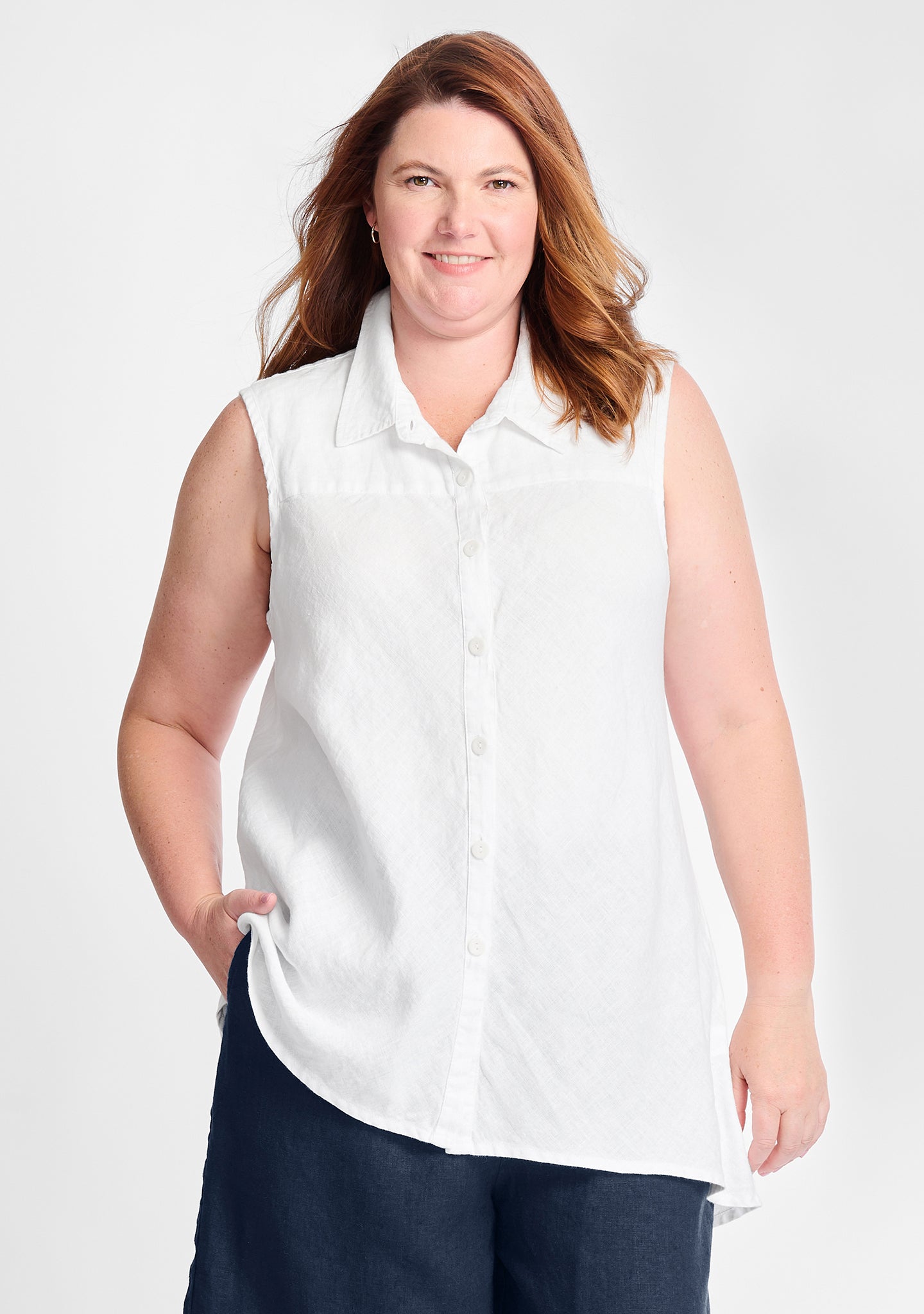 Skyline Blouse - Sleeveless Linen Top for Women | Breathable Summer Shirt | Casual Office & Beach Wear | FINAL SALE
