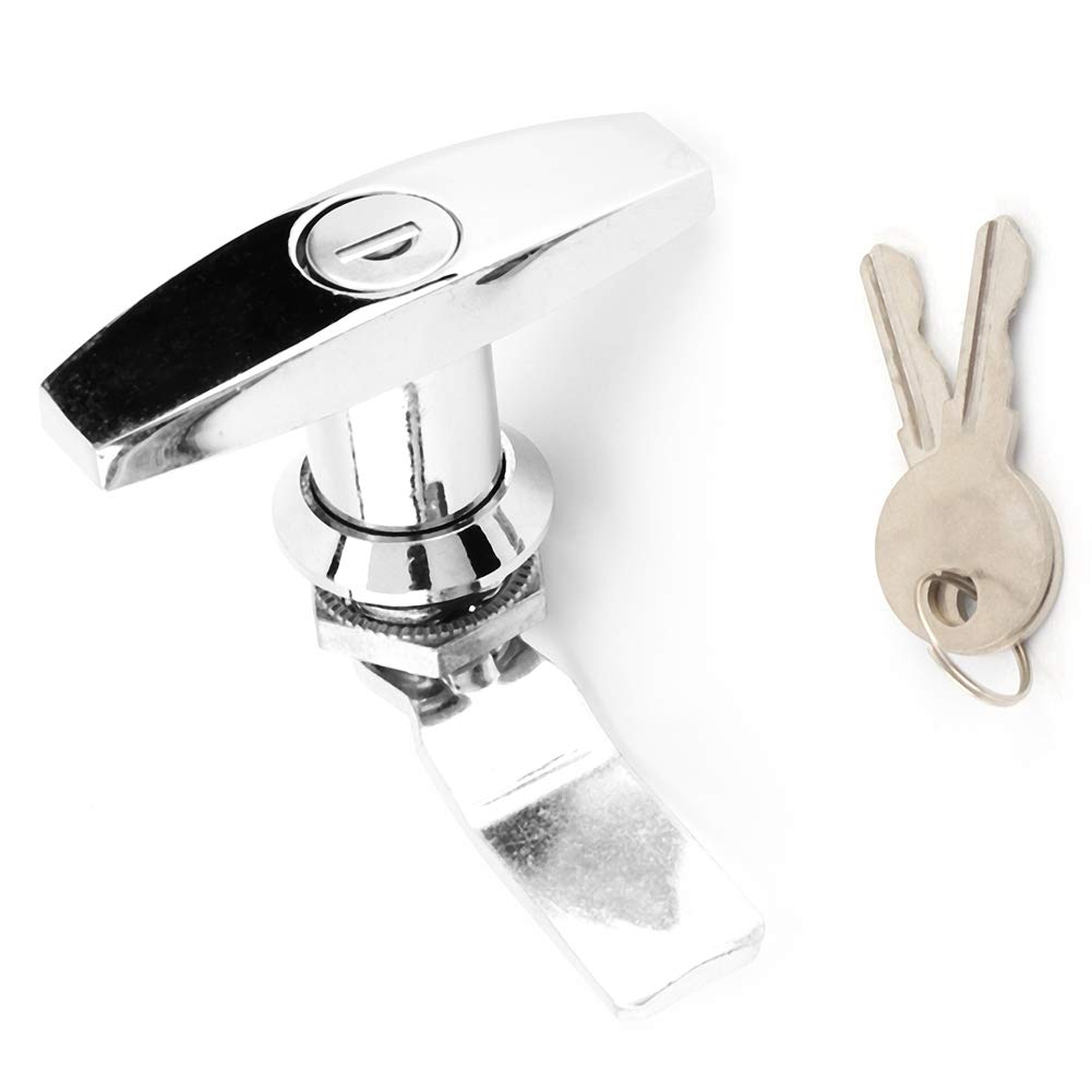 Heavy Duty Trailer T Lock with Keys - Secure T Handle Tool Box & Garage Door Lock for Trailers, Canopies, and Storage (Silver) - Ideal for Outdoor, RV, and Cargo Security