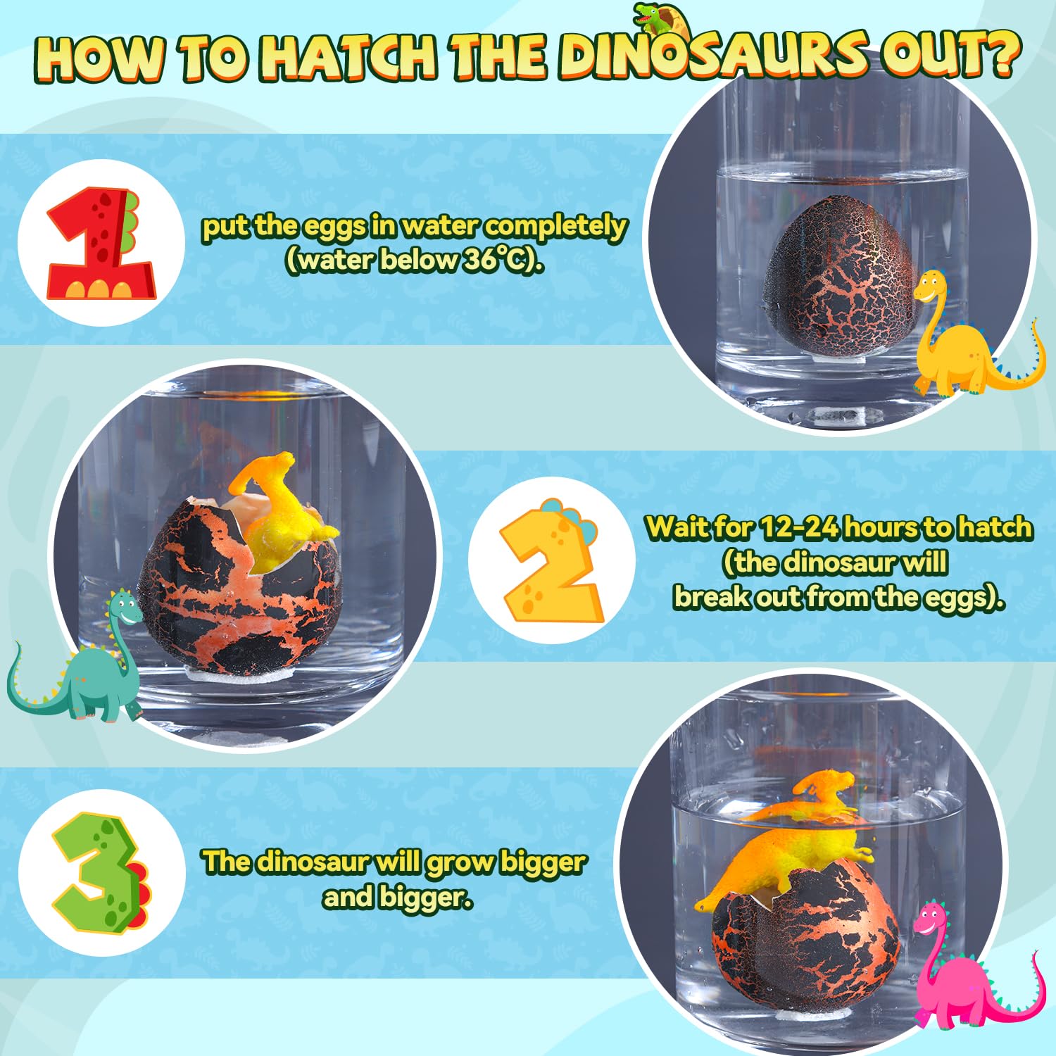Dinosaur Easter Eggs - 24 Pcs Hatching Dino Eggs with Surprise Toys Inside, Fun Easter Basket Stuffers for Kids, Boys & Girls | Perfect for Easter Egg Hunts, Party Favors, and Dinosaur-Themed Birthday Gifts