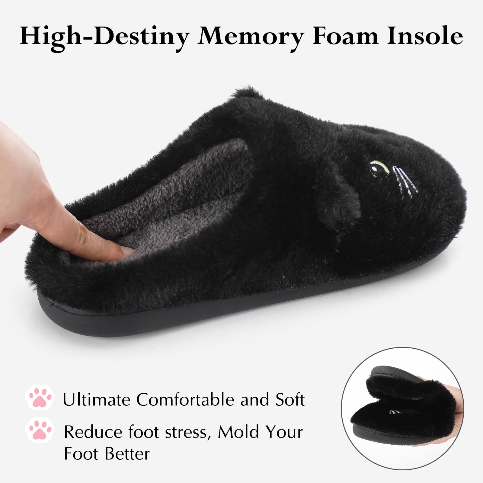 Puimentiua Cat Slippers for Women & Men - Cozy Fluffy Animal House Slippers, Warm Funny Preppy Indoor Slides - Perfect for Home, Lounge & Gift Giving