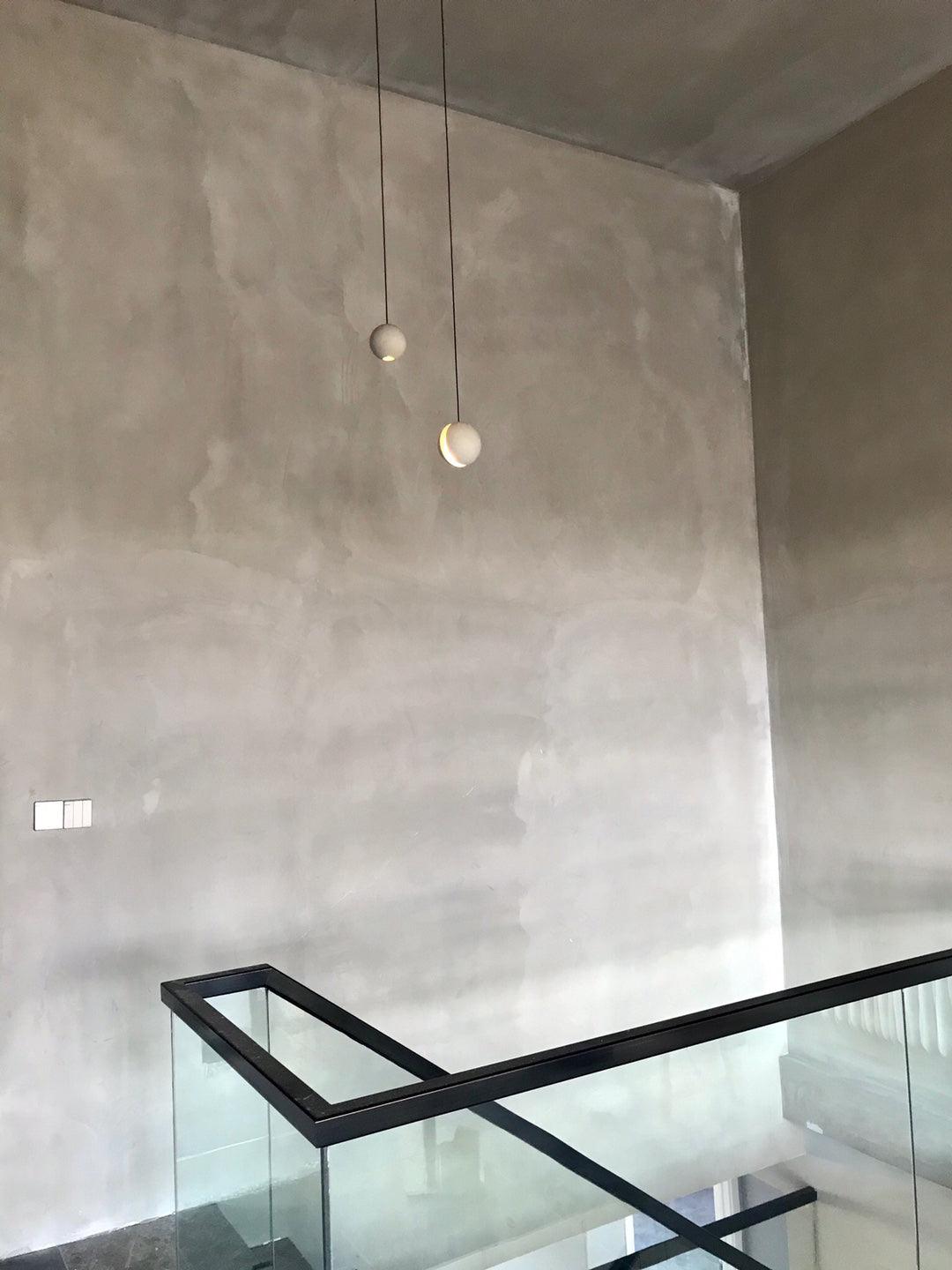 Modern Moon Concrete Pendant Light - Industrial Chic Ceiling Fixture for Living Room, Bedroom, or Dining Area