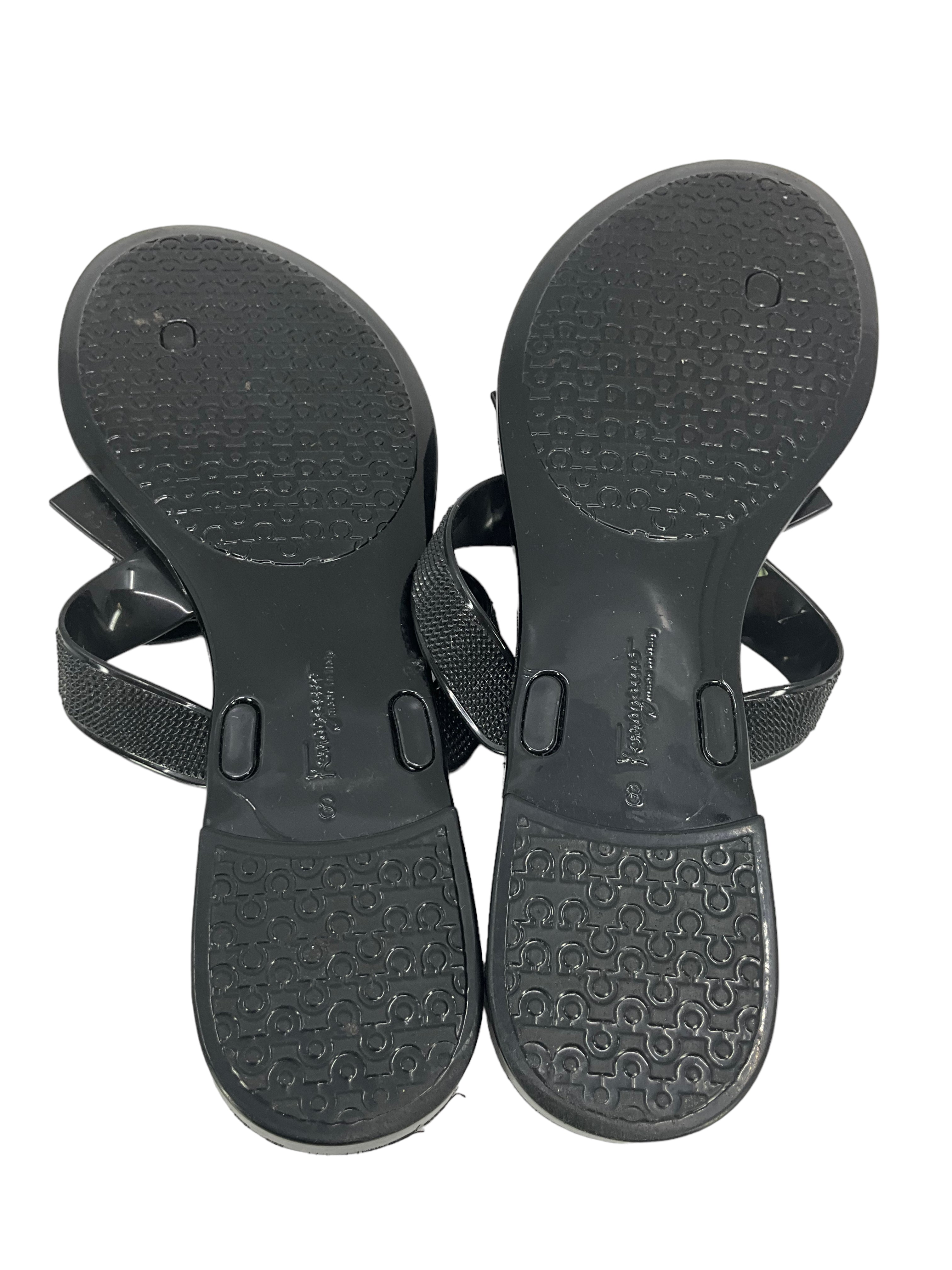 Salvatore Ferragamo Jelly T-Strap Logo Sandals for Women | Size 8 US | Comfortable Summer Beach Sandals for Casual Wear & Vacation Outfits