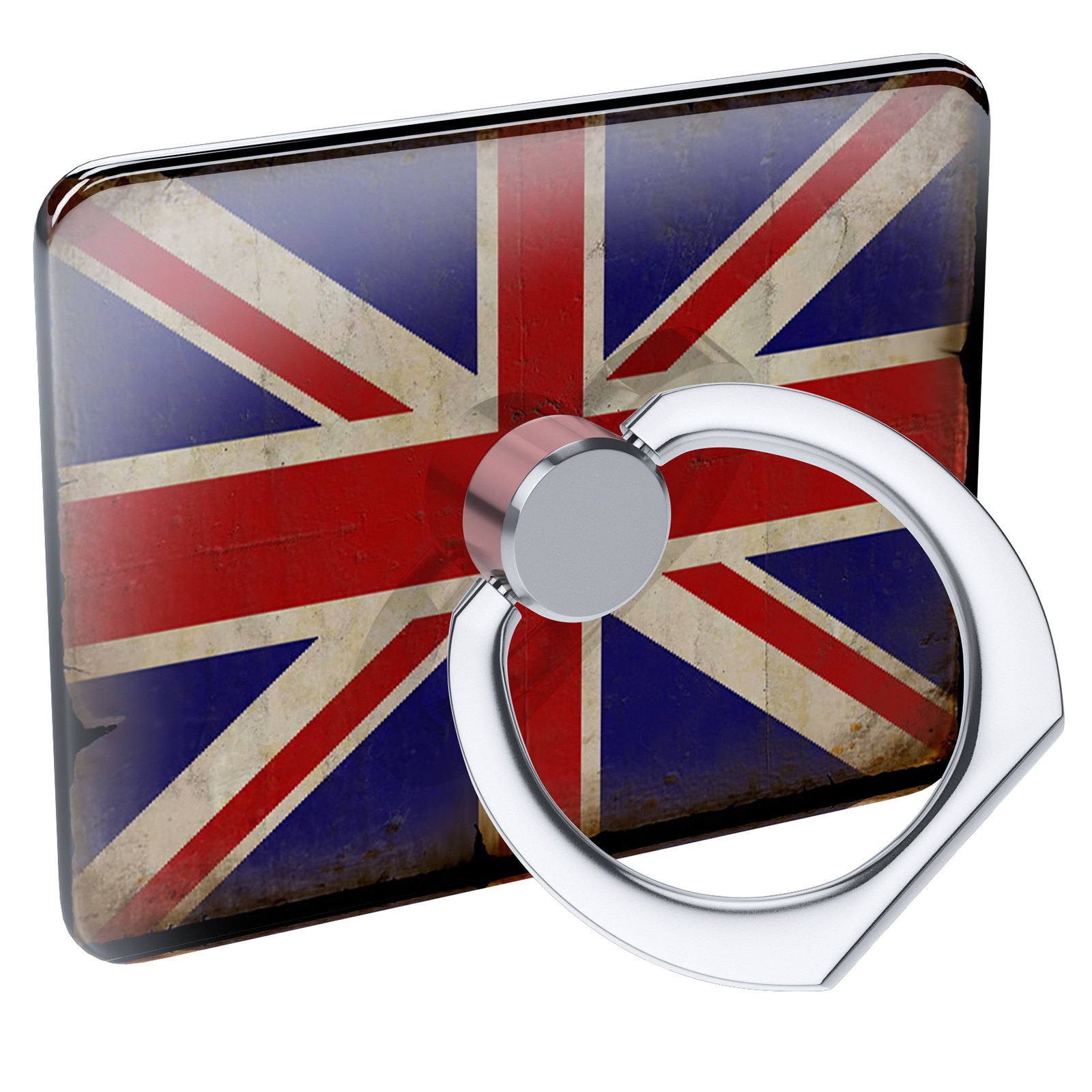 Vintage British Flag Cell Phone Ring Holder - Collapsible Grip & Stand for Secure Grip and Hands-Free Viewing, Perfect for Travel, Commuting, and Home Use
