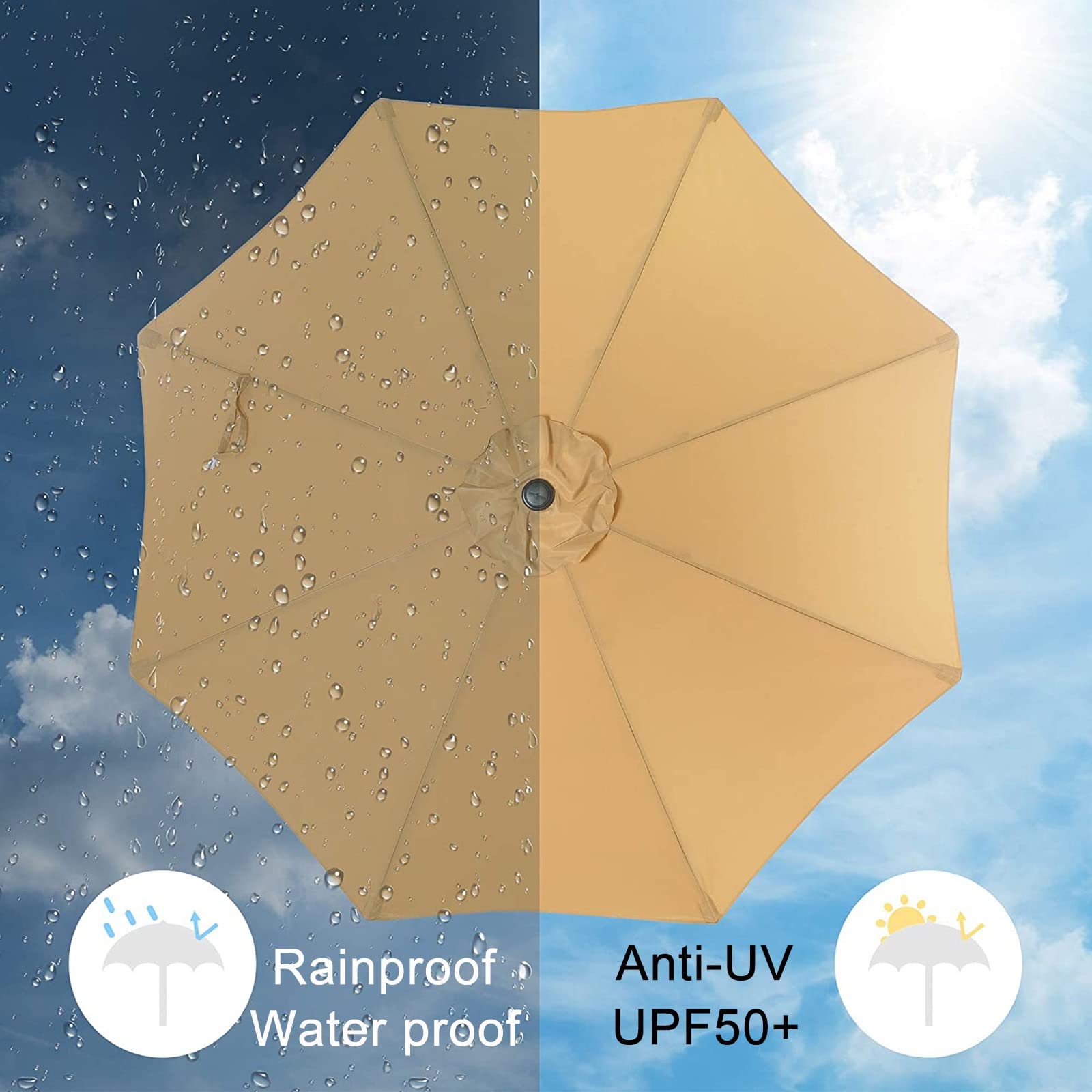 9Ft Outdoor Patio Umbrella with Tilt & Crank - Sun Shade Market Umbrella for Balcony, Garden, Dining Tables | Ventilation Design & Heavy Duty Waterproof Canopy | Perfect for Backyard, Poolside, Beach, Restaurant, Outdoor Dining & Summer Relaxation (Base Sold Separately) | Great for BBQ Parties, Coastal Getaways & Outdoor Entertaining