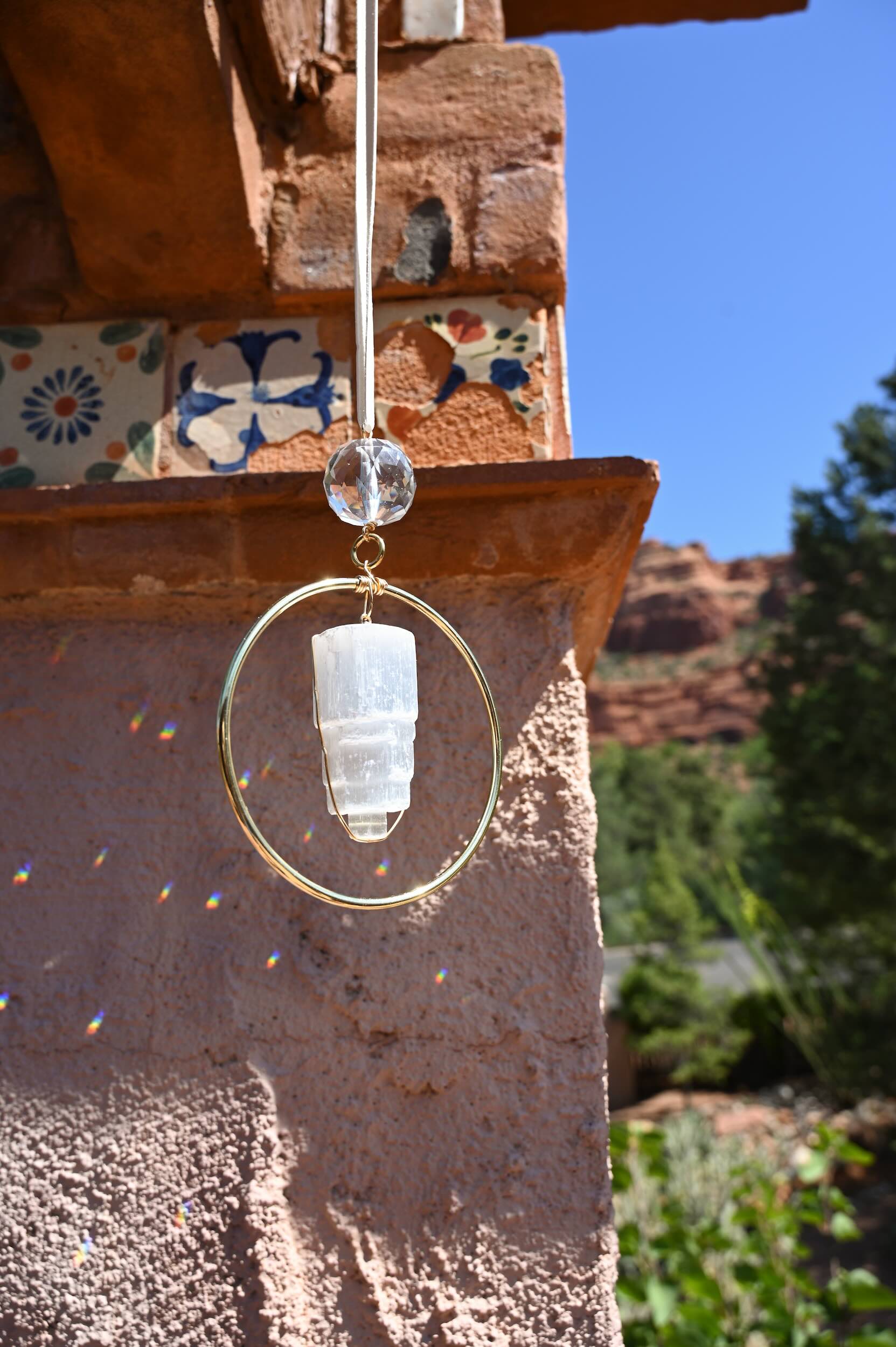 Lightbringer Selenite Suncatcher - Natural Crystal Prism for Window Decor, Feng Shui, Meditation & Positive Energy | Perfect for Home, Office & Spiritual Spaces