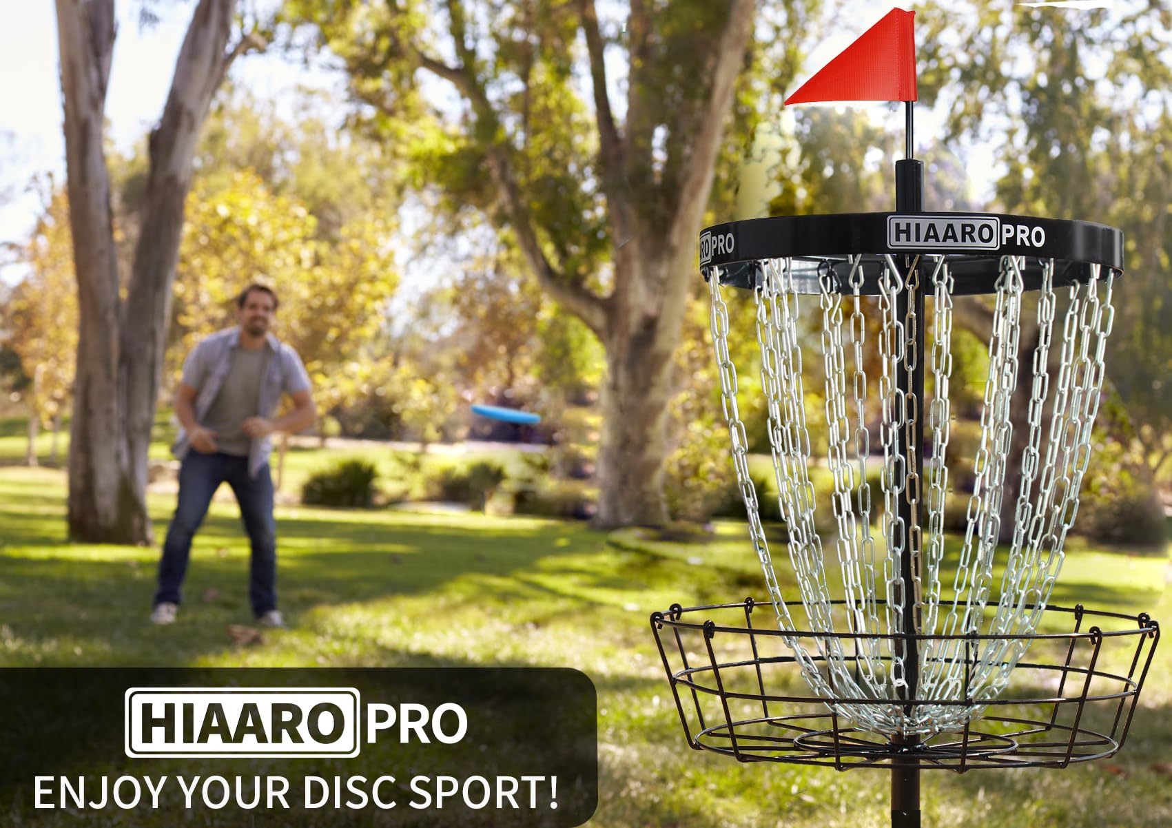 PDGA Approved HIAARO PRO Disc Golf Basket - Portable Heavy Duty 24-Chain Disc Golf Target for Professional Players | Perfect for Backyard Practice, Course Training & Outdoor Games