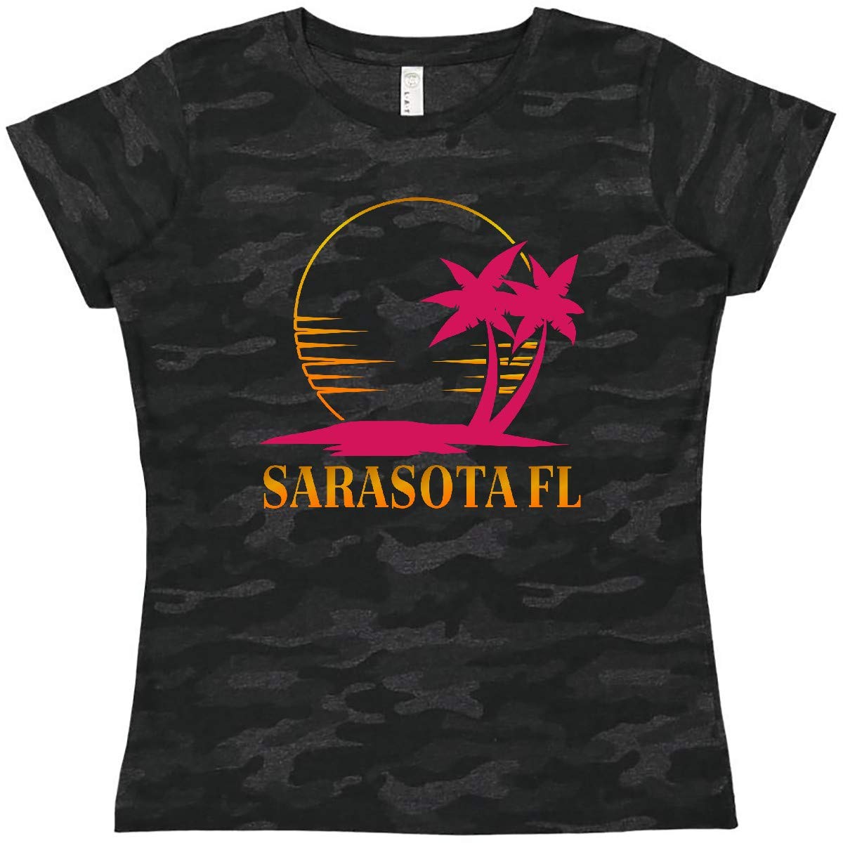 Inktastic Sarasota Florida Sunset Beach Vacation Women's T-Shirt - Soft Cotton Casual Tee for Summer Travel, Beach Outings & Relaxing in Style