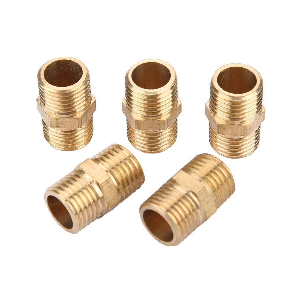 Durable 1/4 Inch Hex Nipple Pipe Fitting - 5pc Set for Industrial Plumbing & Hardware Repair | Easy Installation Inlet Pipe Joint Accessories | Perfect for Water Systems, HVAC & Machinery Maintenance