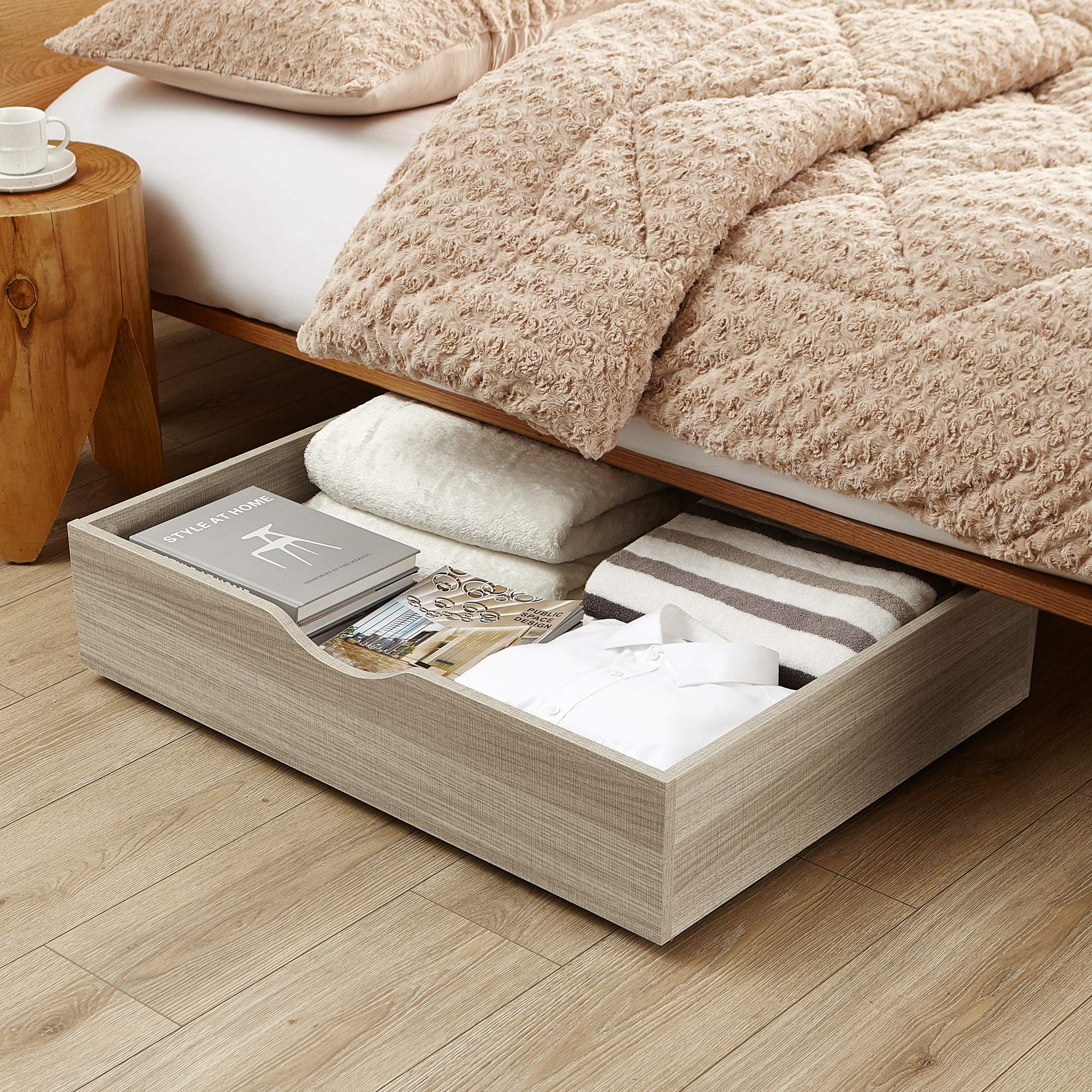 DormCo The Storage MAX - Underbed Wooden Organizer with Wheels - Natural - Perfect for College Dorm, Bedroom Storage & Small Space Organization