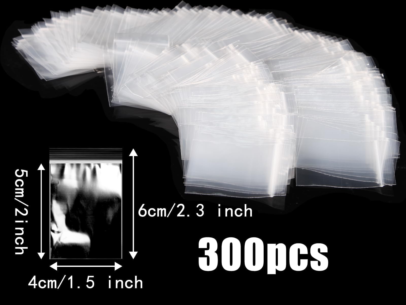 300Pcs Small Resealable Plastic Bags 6x4cm - Clear Grip Seal Ziplock Bags for Jewelry, Candies, Beads & Small Items - Perfect for Storage, Organization & Travel Accessories