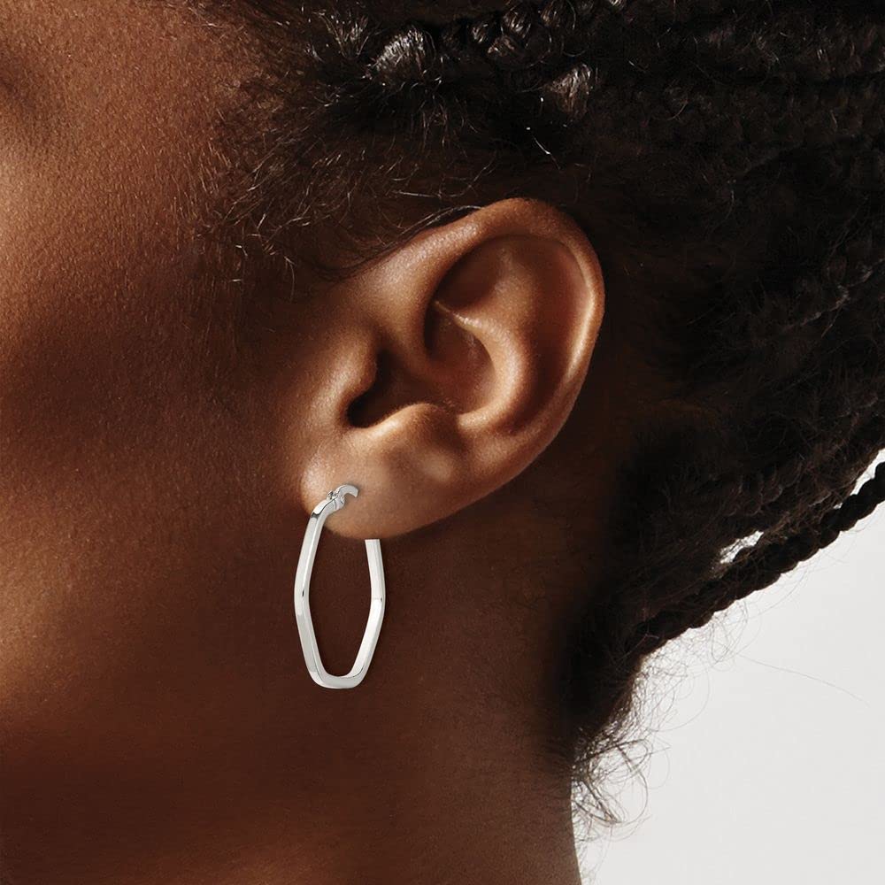 925 Sterling Silver Hoop Earrings for Women - 24mm Classic Round Hoops | Hypoallergenic, Durable & Shiny | Perfect for Everyday Wear, Parties & Gifts