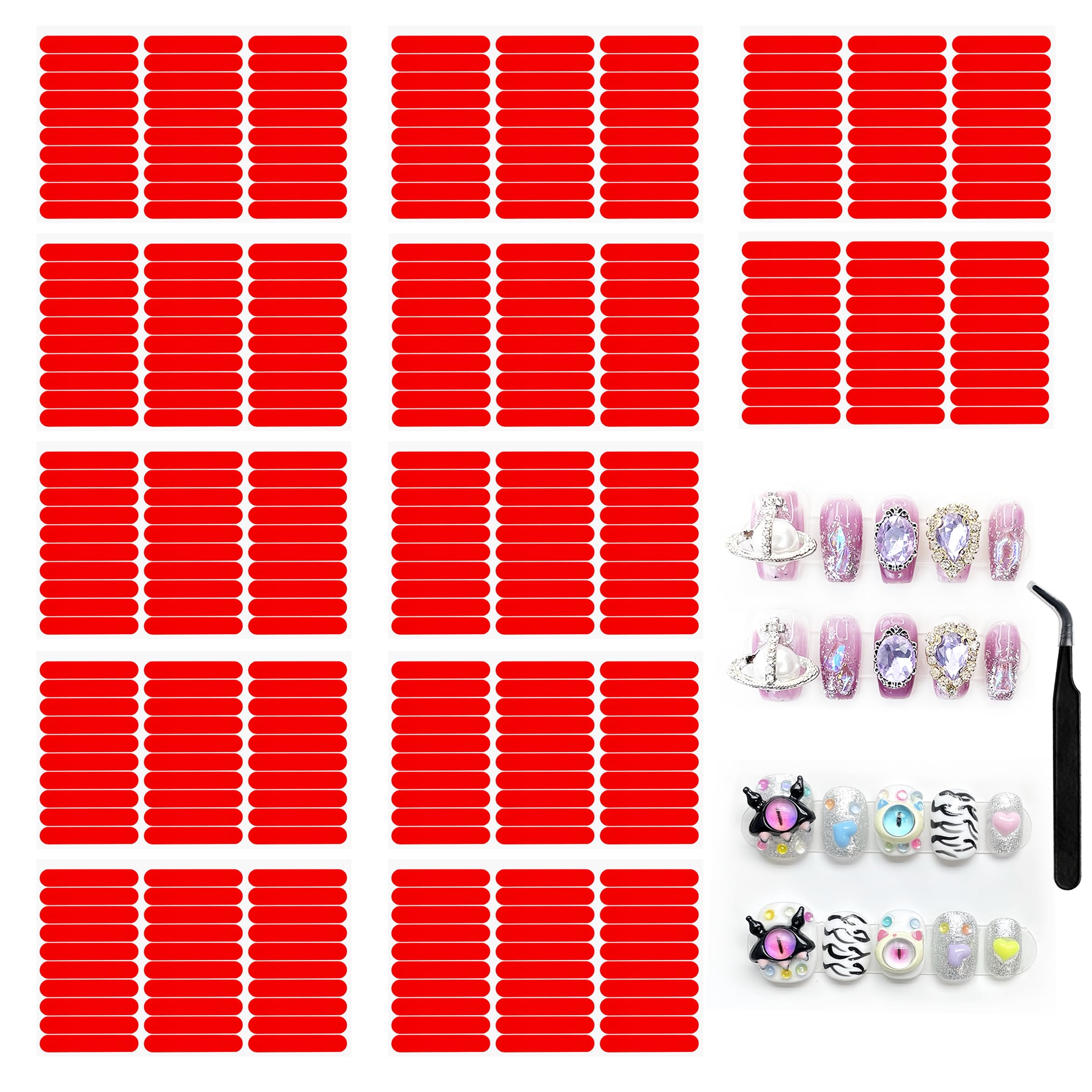 12 Sheets Double Sided Tape for Press on Nails - Strong Clear Adhesive Mounting Tape for Nail Display & Packaging Supplies - Perfect for Salon, Home Manicure & Nail Art DIY Projects