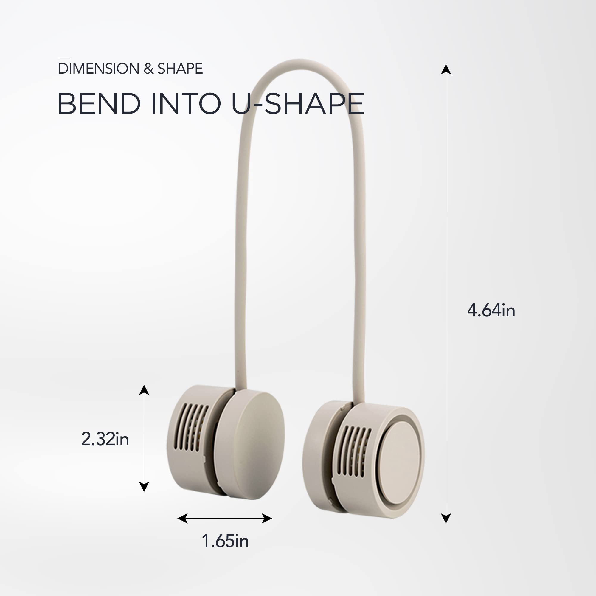 Bladeless Neckband Rechargeable Portable Fan - Hands-Free Cooling for Outdoor, Gym & Travel - Rolling Beige