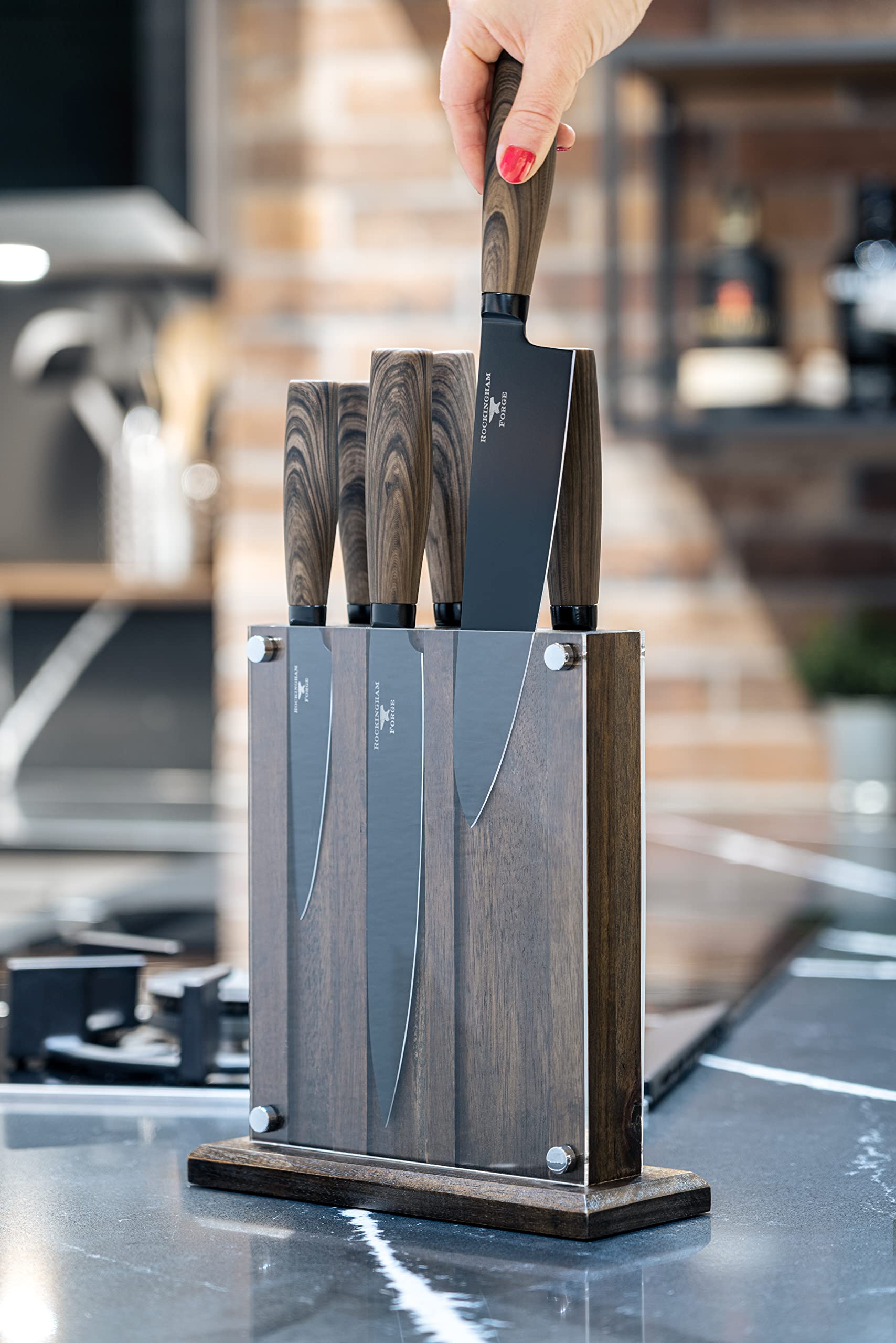 Premium Forester Series 7-Piece Knife Block Set - High-Quality Stainless Steel Kitchen Knives for Professional Chefs & Home Cooking | Perfect for Meat Cutting, Vegetable Chopping & Food Prep