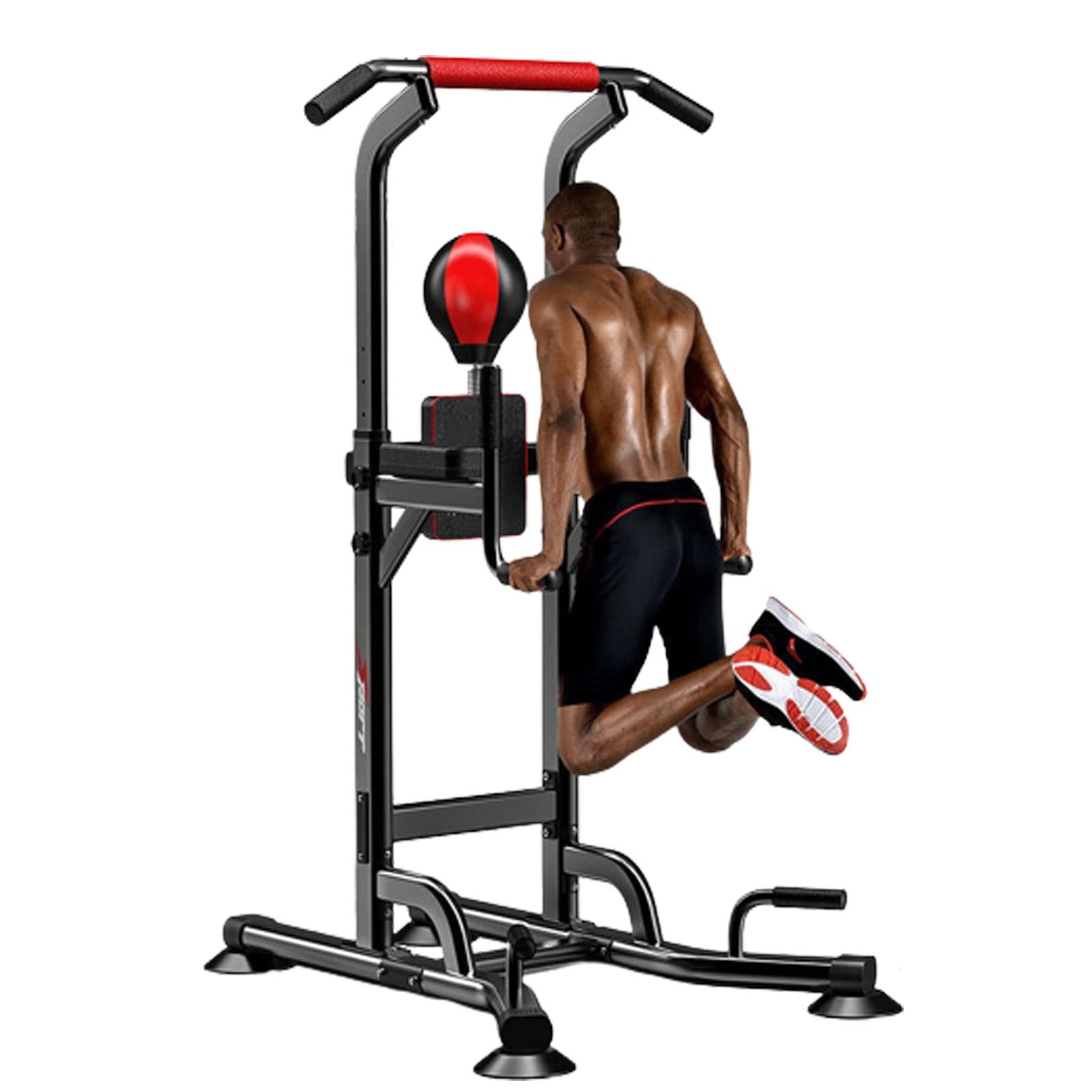 Adjustable Power Tower Pull Up Bar & Dip Station - Heavy Duty Home Gym Equipment for Strength Training, Workouts & Boxing with Speed Punching Bag | Perfect for Home Fitness, CrossFit & Garage Gym Setups