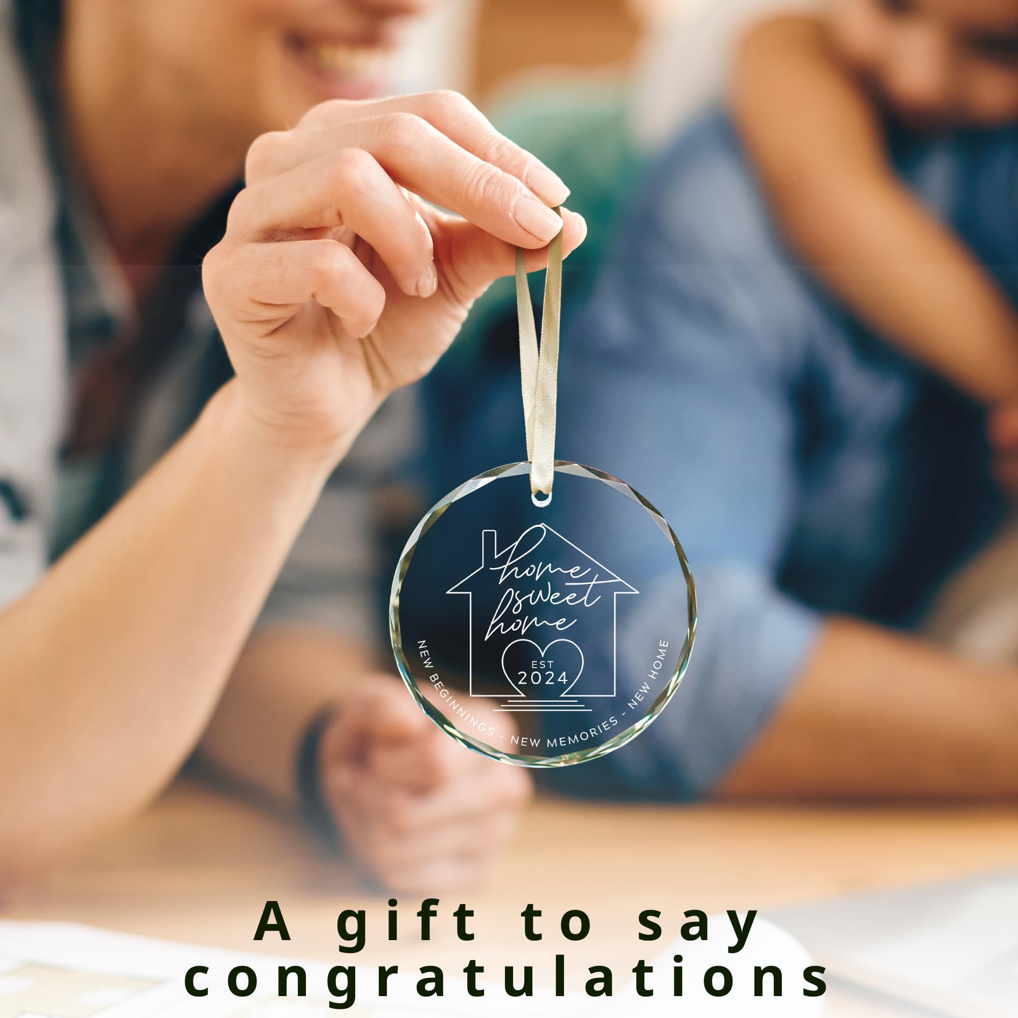 Housewarming Gifts for New Home Owners - Elegant Glass Christmas Ornament 2024 | Perfect Housewarming Gift for Women & New Home Decor | Ideal for Holiday Decorations & First Home Celebrations