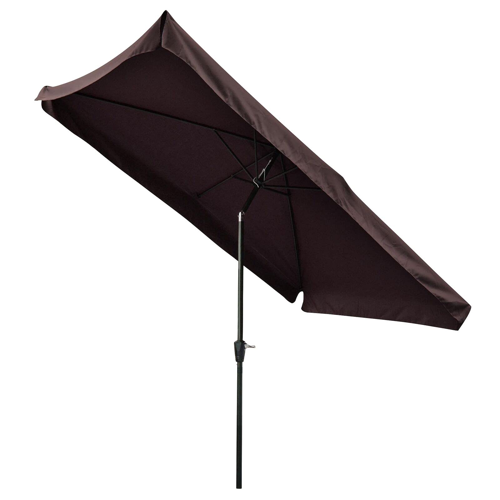 10x6.5 FT Patio Outdoor Aluminum Umbrella with Valance, Crank & Tilt - Dark Coffee - Perfect for Beach, Poolside, Garden & Backyard Relaxation