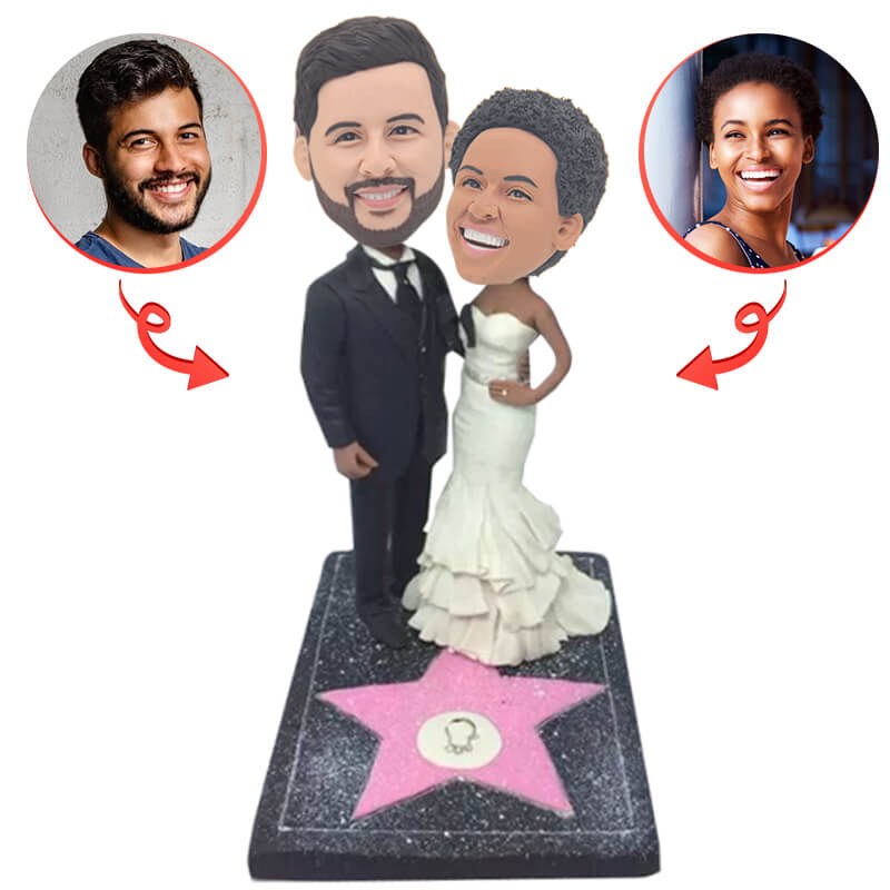 Custom Personalized Couple Bobblehead - Hollywood Walk of Fame Style - Unique Gift for Anniversaries, Weddings & Couples