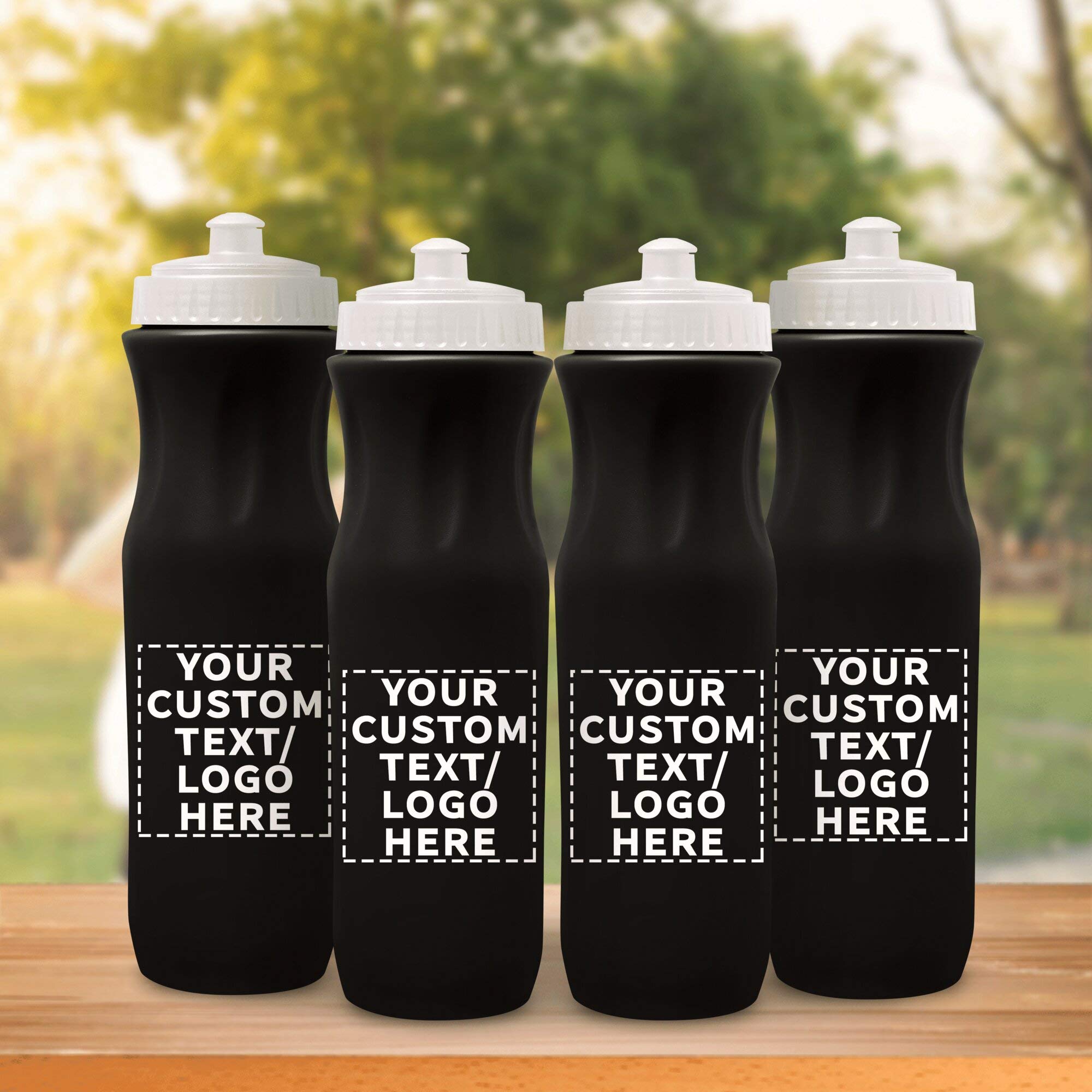 100 Pack 26oz Plastic Water Bottles with Black Push Top Lid - Customizable Text & Logo - Bulk Water Bottles for Schools, Gyms, Offices & Events - BPA Free Reusable Drinkware