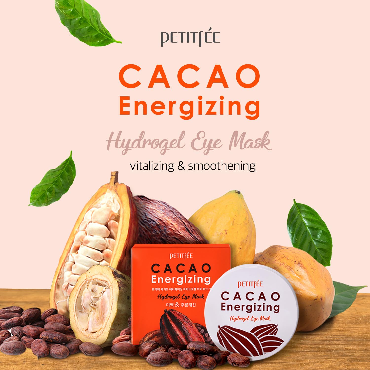 Petitfee Cocoa Hydrogel Eye Patches - 60 Pcs Dark Circle Reducing & Brightening Under Eye Treatment | Perfect for Night Routine, Travel & Post-Makeup Skin Care
