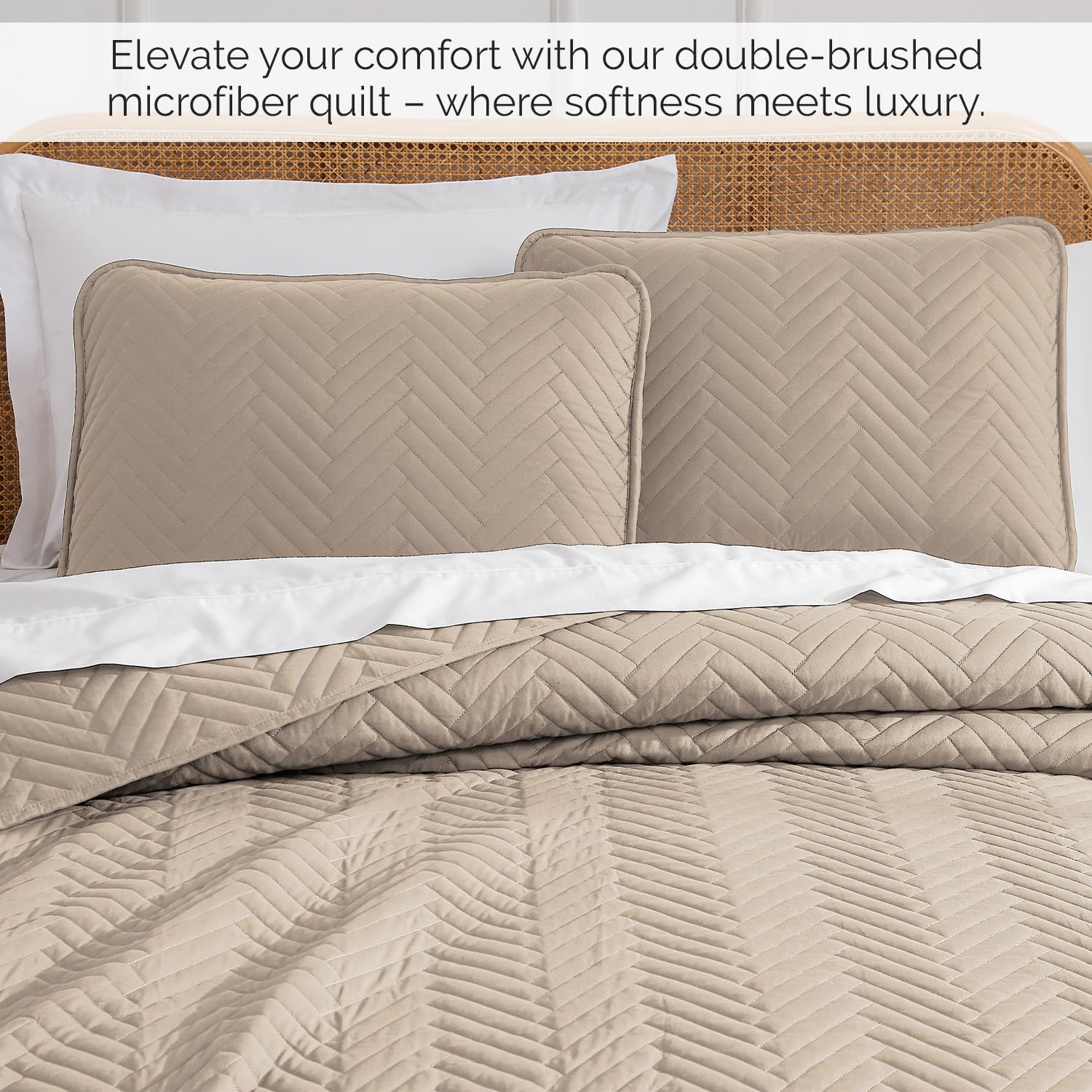 Oversized King Quilt Set - Soft Microfiber Chevron Bedding for California King Beds | Home Decor