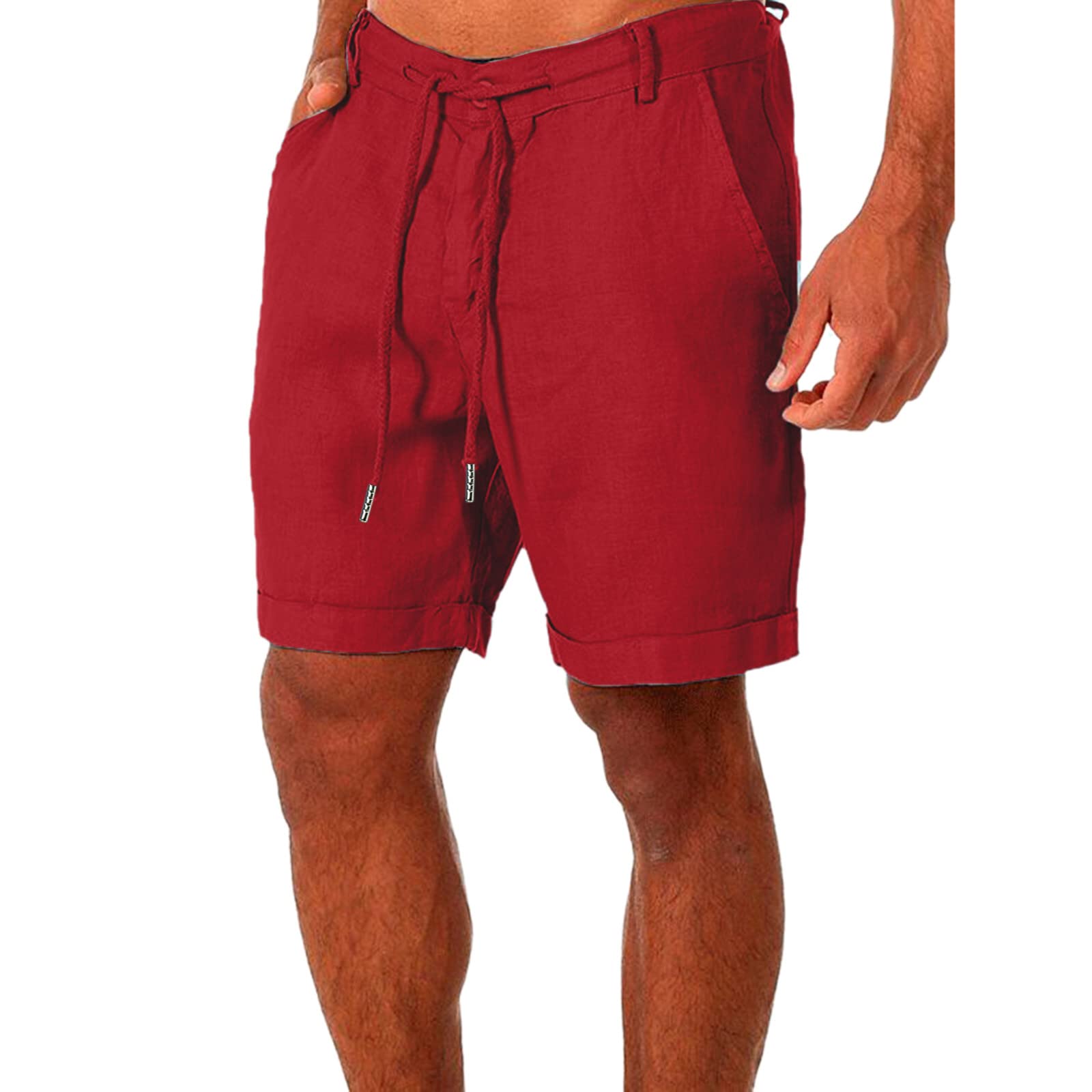 Men's Casual Summer Shorts with Pockets - Breathable Cotton & Linen Blend, Solid Color | Perfect for Beach, Gym, and Outdoor Activities
