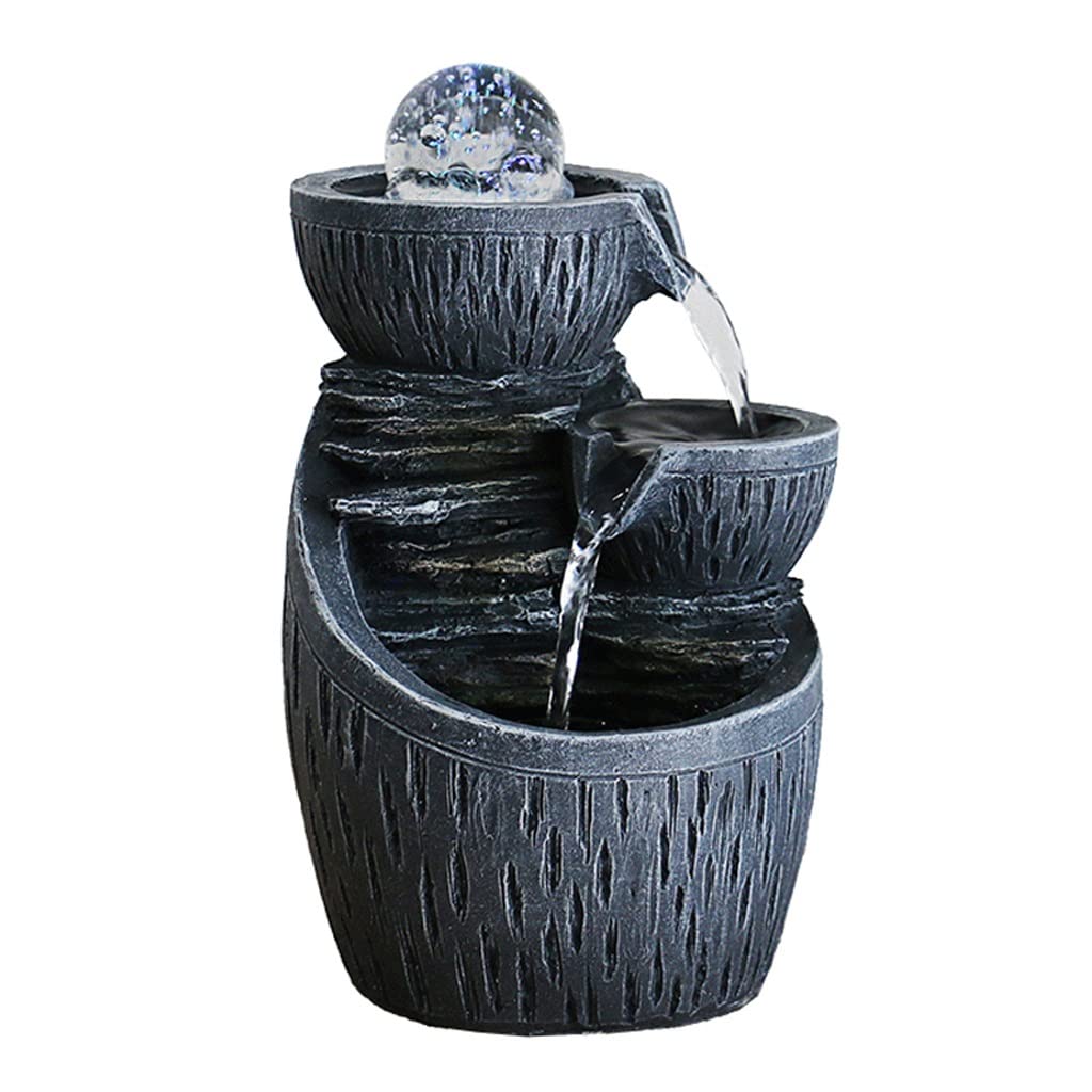 JGATW 2-Tier Desktop Fountain with Submersible Pump - Indoor Waterfall Decor for Home & Office | Relaxing Tabletop Water Feature for Stress Relief & Zen Atmosphere