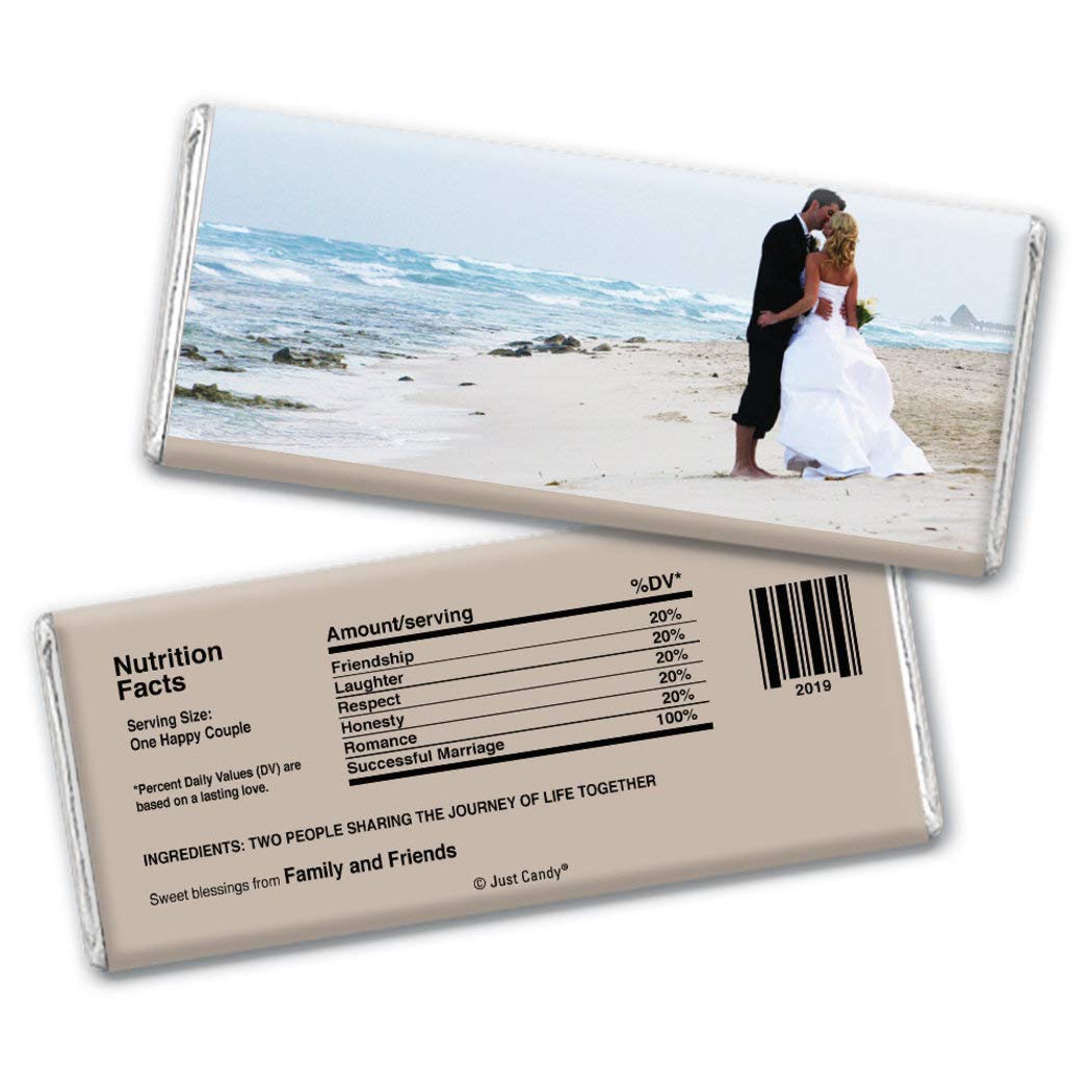 12ct Personalized Wedding Favors Photo Candy Bars - Taupe Color for Bridal Shower, Reception & Anniversary Gifts