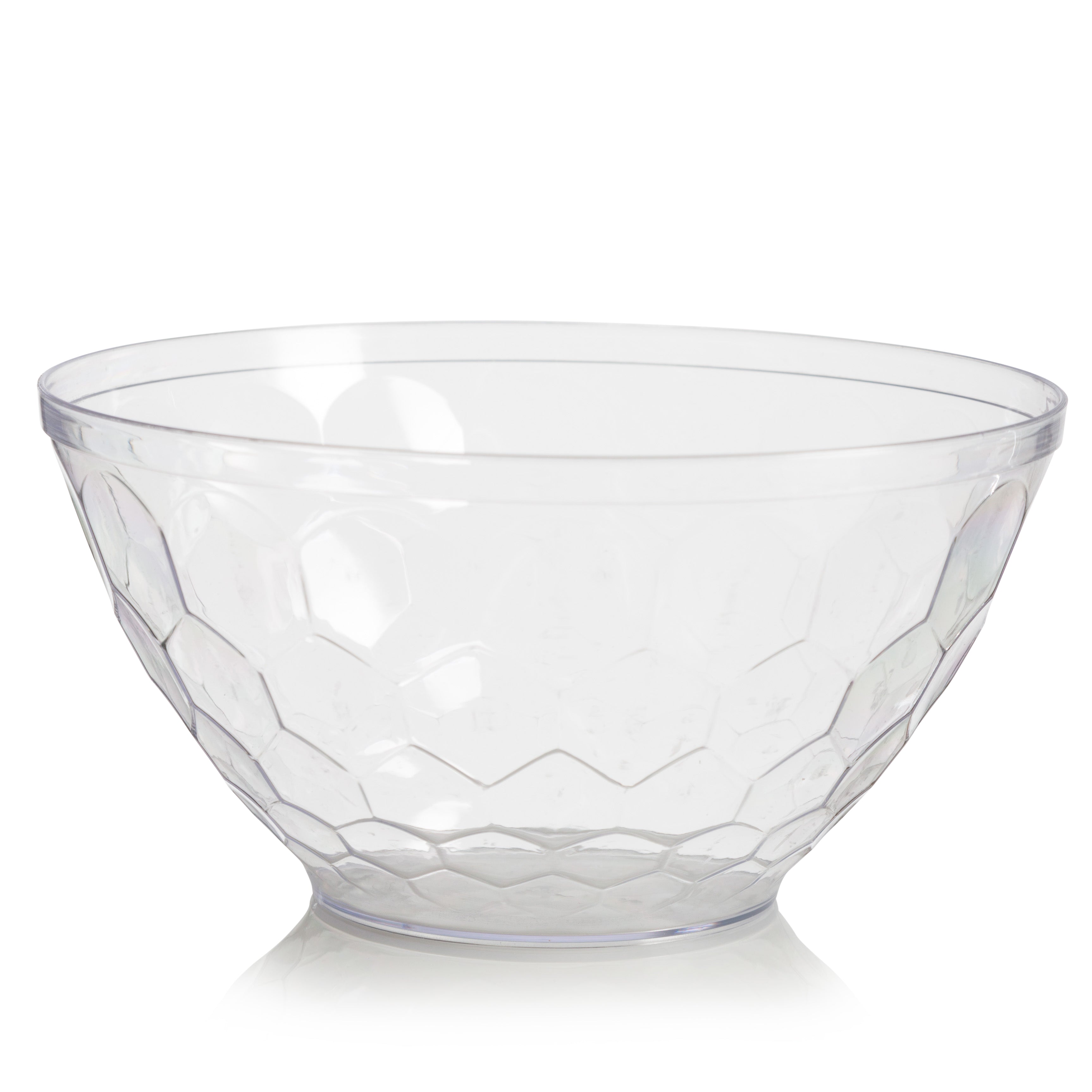Clear Plastic Embossed Salad Bowl - 1 Pack - Durable & Lightweight Serving Bowl for Fresh Salads, Fruits, Snacks - Perfect for Parties, Picnics, BBQs & Family Dinners