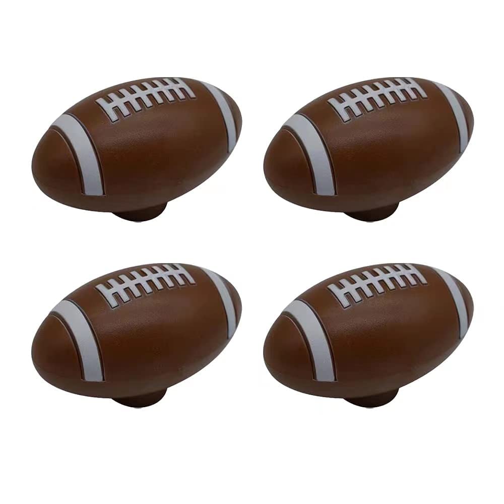 Football Shaped Cabinet Knobs for Kids - 2.75 Inch Drawer Pulls - 4 Pack (Football Theme) - Perfect for Boys' Bedroom, Playroom, Bathroom & Kitchen Cabinets
