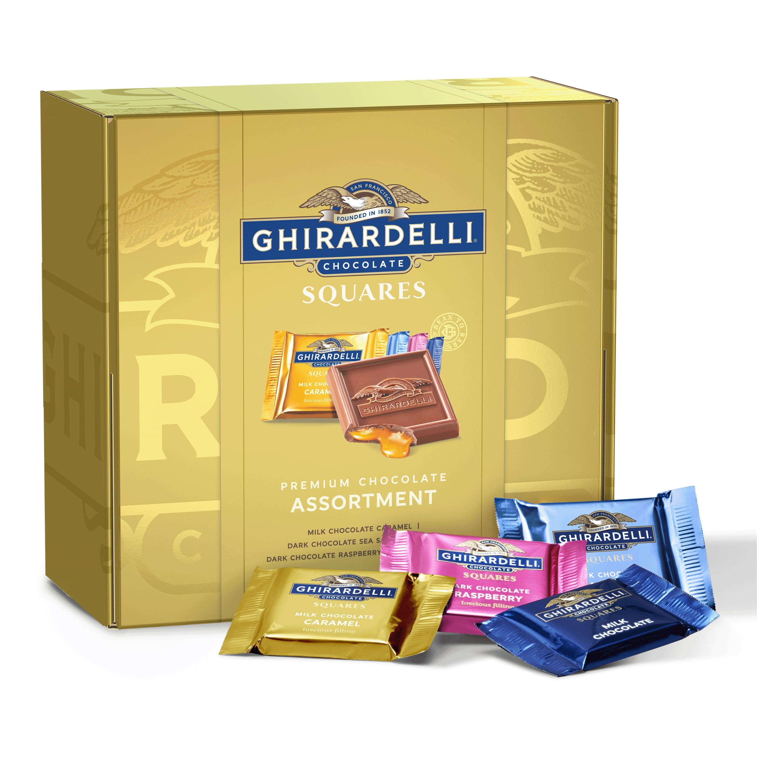 GHIRARDELLI Premium Chocolate Assortment SQUARES Gift Box - 29.6 oz (840g) Luxury Dark & Milk Chocolate Variety Pack | Perfect for Holiday Gifts, Birthday Presents & Corporate Events