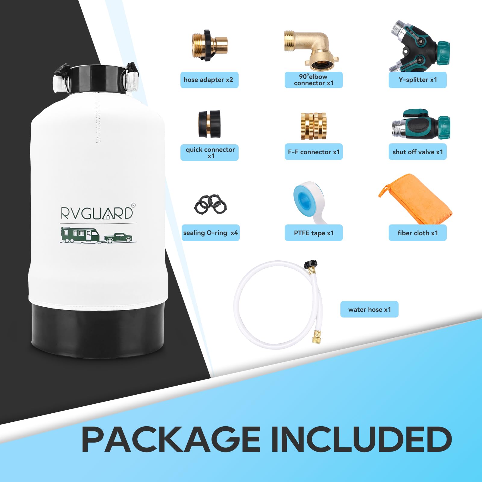 **RVGUARD 16,000 Grains Portable Water Softener for RV – Hard Water Treatment System Reduces Minerals & Improves Water Quality – Protects Plumbing & Appliances from Scale Damage – Ideal for Camping, Boating & Off-Grid Living**