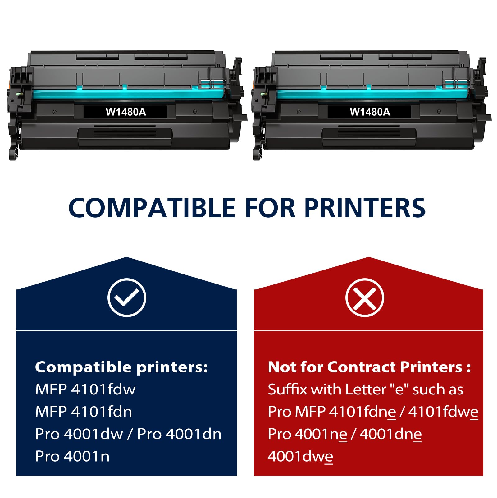 HP 148A 148X Compatible Toner Cartridge Black 2-Pack with Chip - Works with HP LaserJet Pro 4001dw 4001dn 4001n MFP 4101fdw 4101fdn Printers | Ideal for Office Printing, High-Volume Documents & Professional Use