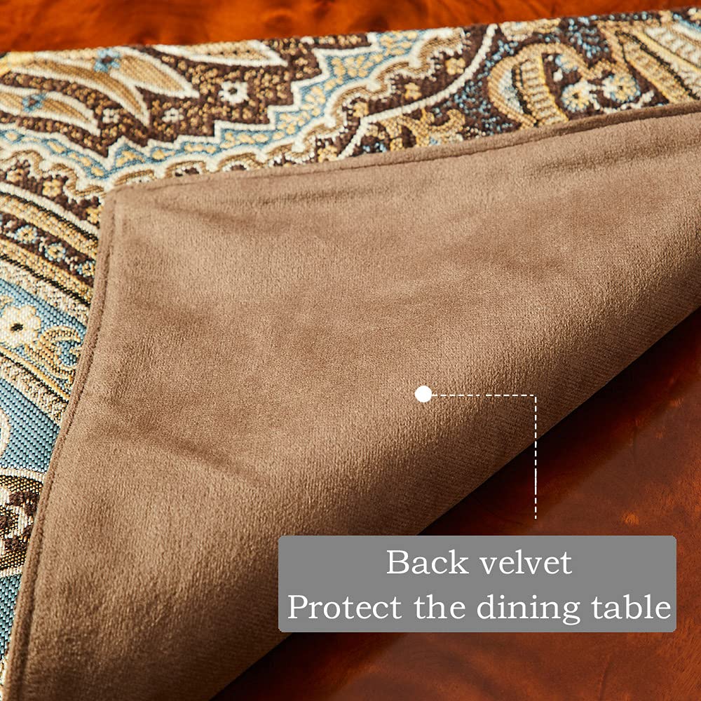 Luxury Retro Fabric Placemats Set of 6 - Machine Washable, Non-Slip & Heat Resistant - Elegant Dining Table Mats for Indoor Use (Coffee Brown) - Perfect for Dinner Parties, Holiday Gatherings & Everyday Meals