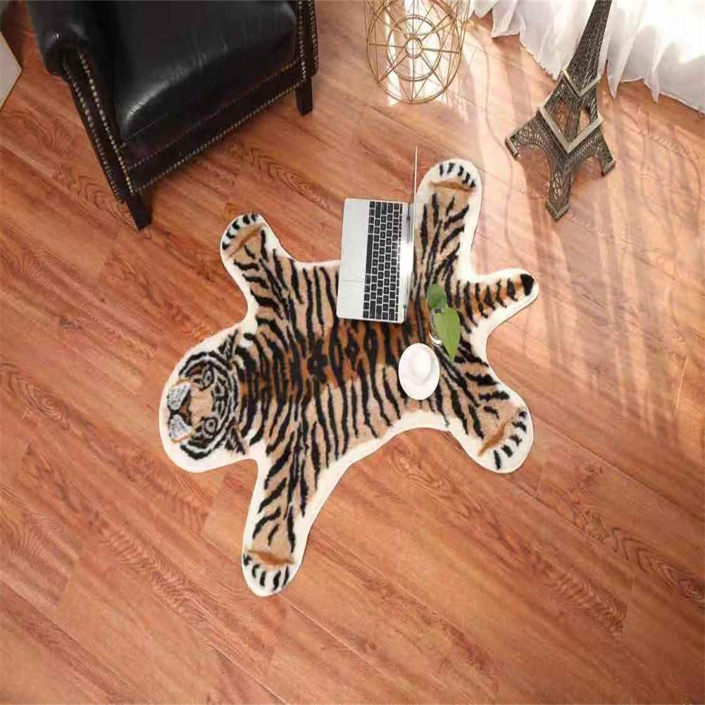 Faux Fur Tiger Print Area Rug - Soft Cowhide Simulation Carpet 31.5x41.3 Inch - Perfect for Living Room, Bedroom & Nursery Decor