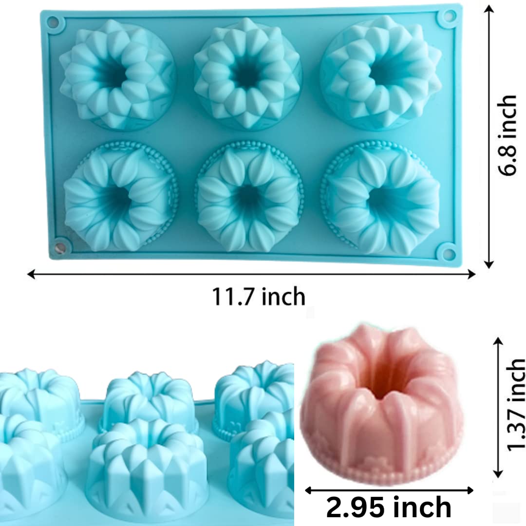 Skytail Mini Bundt Cake Pan - Silicone Flower Crown Shape Fluted Tube Mold for Baking, Non-Stick Food Grade (Perfect for Jelly, Pudding, Cupcakes, Donuts, Cornbread & Brownies) - Ideal for Birthday Parties, Tea Time & Holiday Desserts