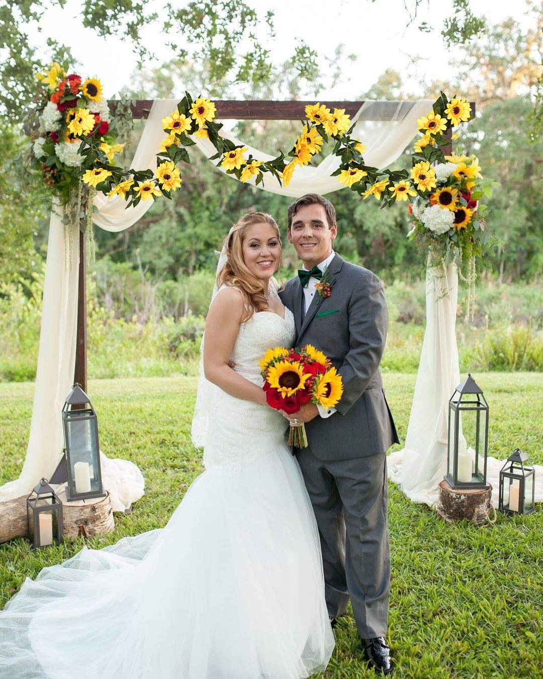 2 Pack Artificial Sunflower Garland - Silk Sunflower Vine with Green Leaves for Wedding, Party, Home & Table Decor - DIY Floral Arrangement, Wall Hanging, and Event Decoration