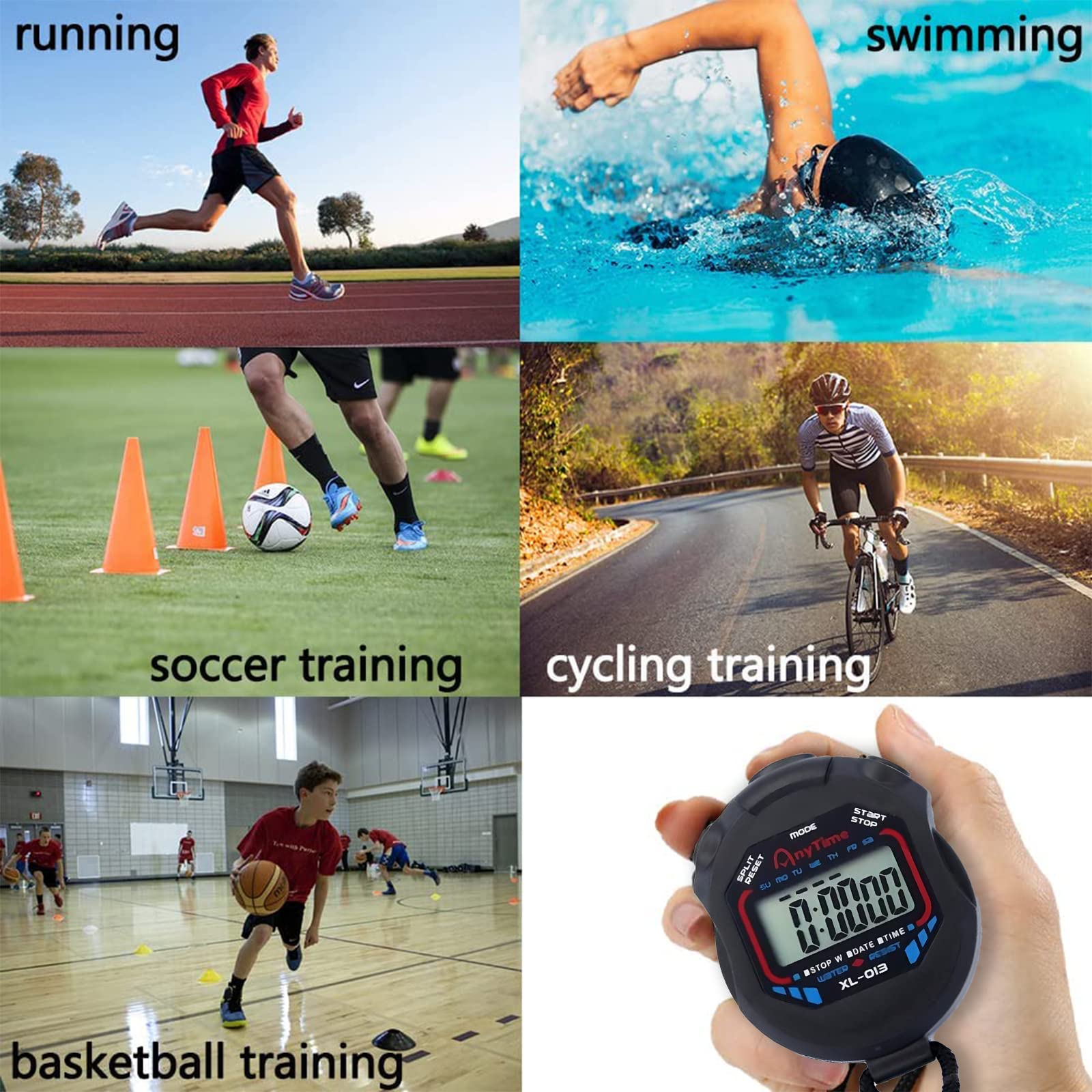 Digital Stopwatch Timer with Large Display - Interval Timer, Alarm, Calendar & Compass | Multifunctional Sports Stopwatch for Swimming, Running, Soccer Coaches & Referees (3 Pack) | Perfect for Training Sessions, Competitions & Outdoor Activities
