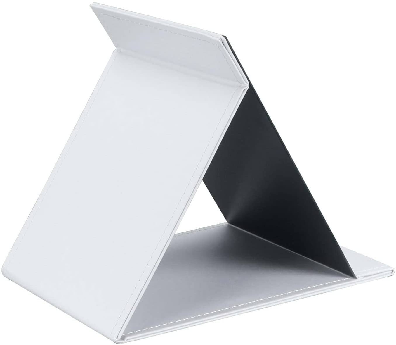 DANSR Makeup Mirror with Adjustable Stand - Portable Folding Vanity Mirror for Tabletop, PU Leather Cover, Perfect for Travel, Camping, Home & Office Use - Ideal for Makeup Application, Skincare Routine and Grooming (White)