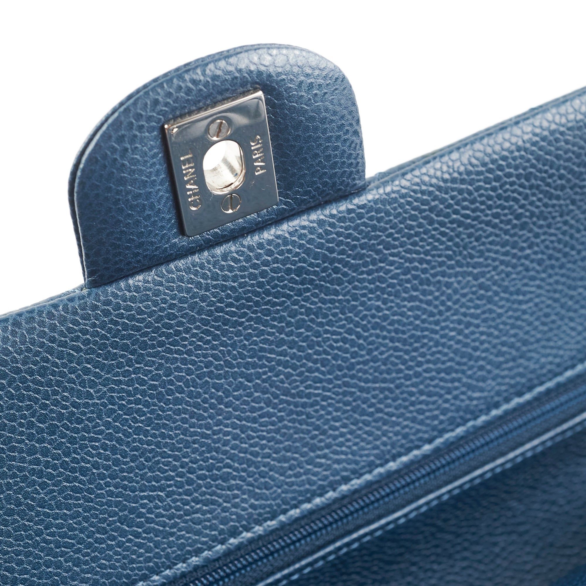 Chanel Medium/Large Double Classic Flap Bag in Navy Caviar Leather - Perfect for Work, Evening Events & Luxury Fashion Accessories