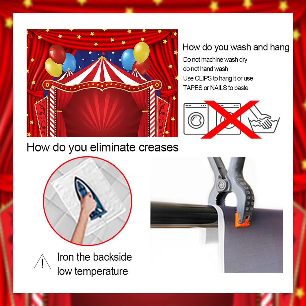 Red Circus Carnival Backdrop - Stars Photography Background for Birthday Parties & Baby Showers