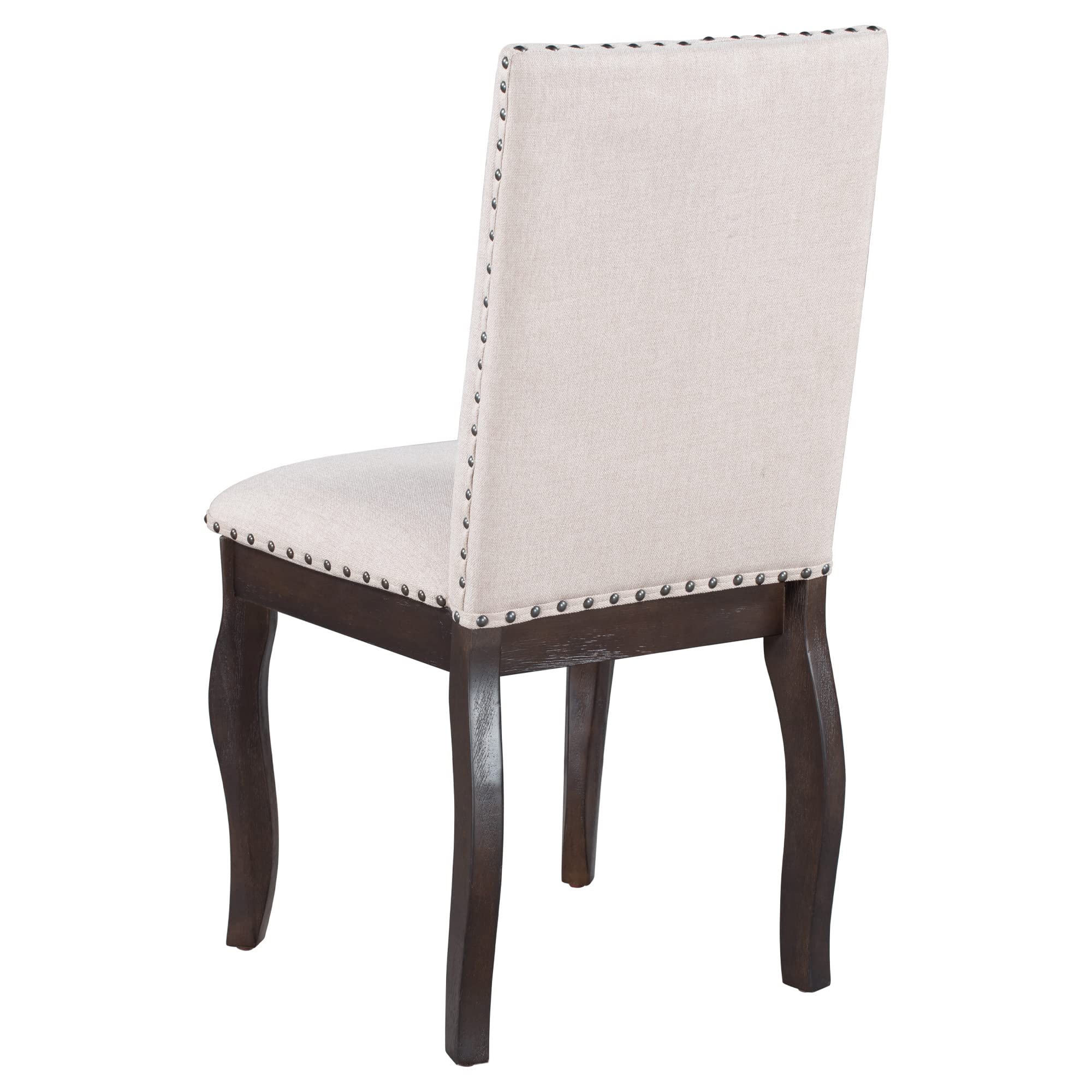 Set of 4 Wood Upholstered Fabric Dining Chairs with Nailhead Trim - Modern Kitchen & Dining Room Furniture for Home Decor